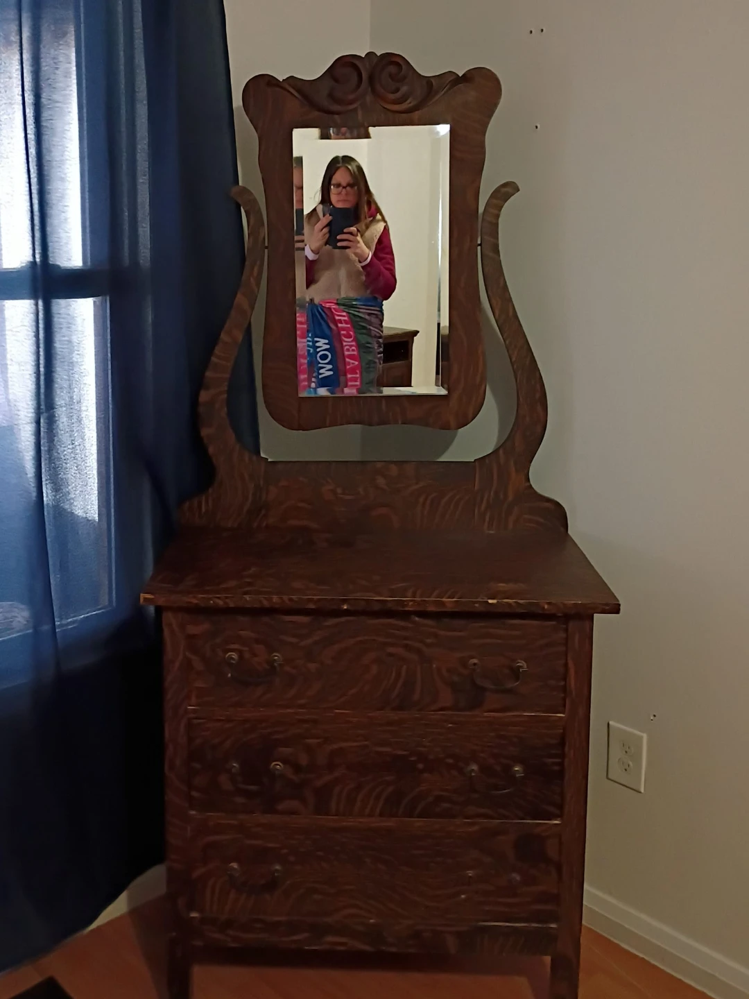 Antique Oak Dresser with Mirror