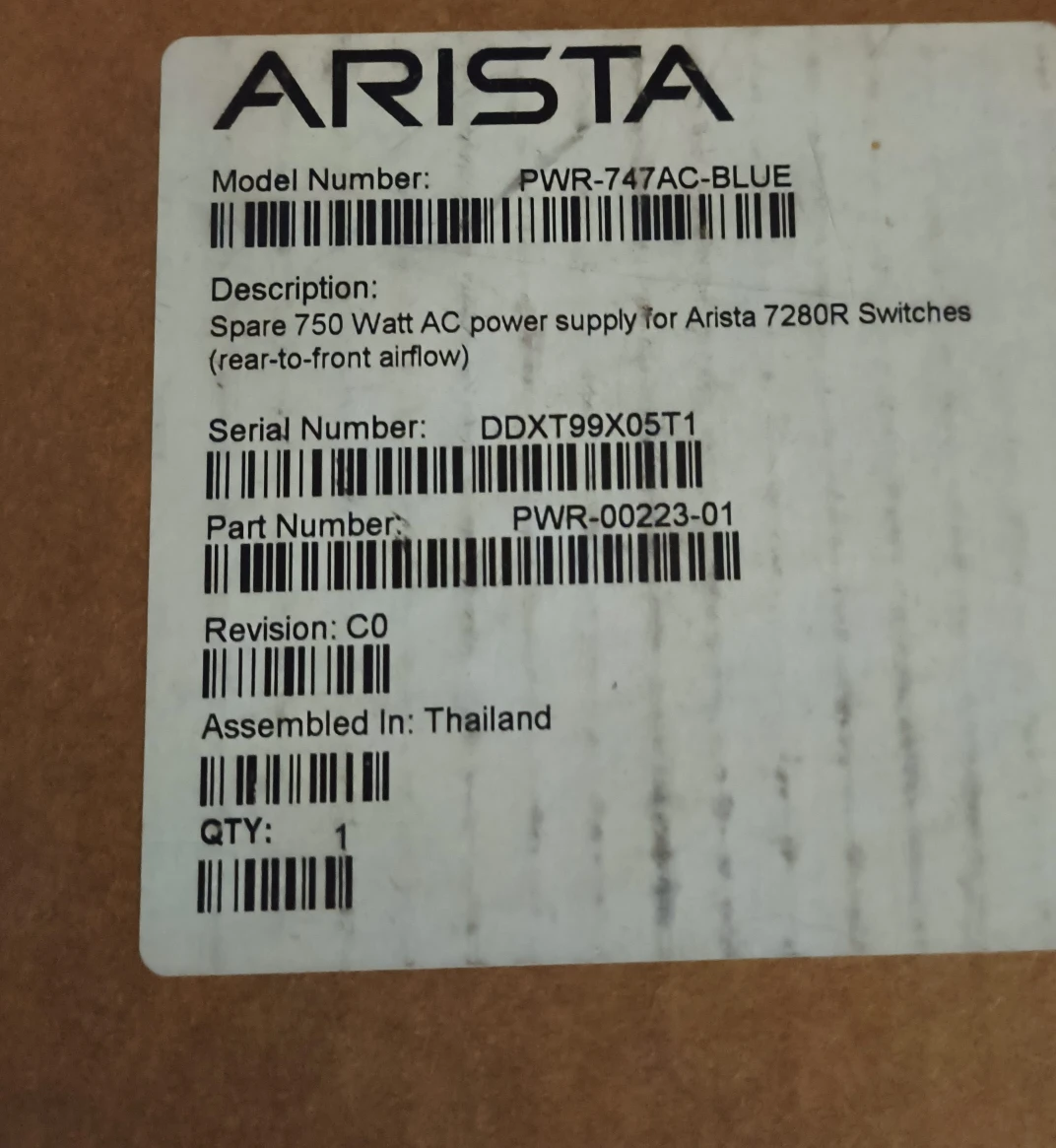Arista PWR-747AC-BLUE Power Supply