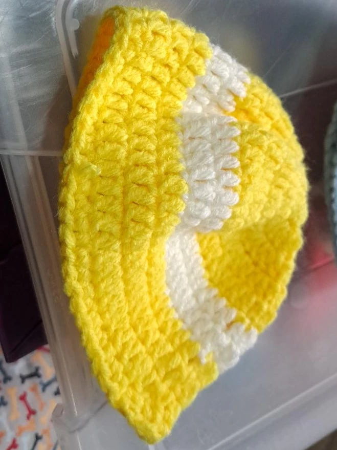 Handmade Yellow & White Crocheted Hat
