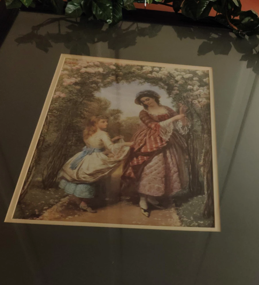 Vintage Framed Garden Scene Wall Art Print