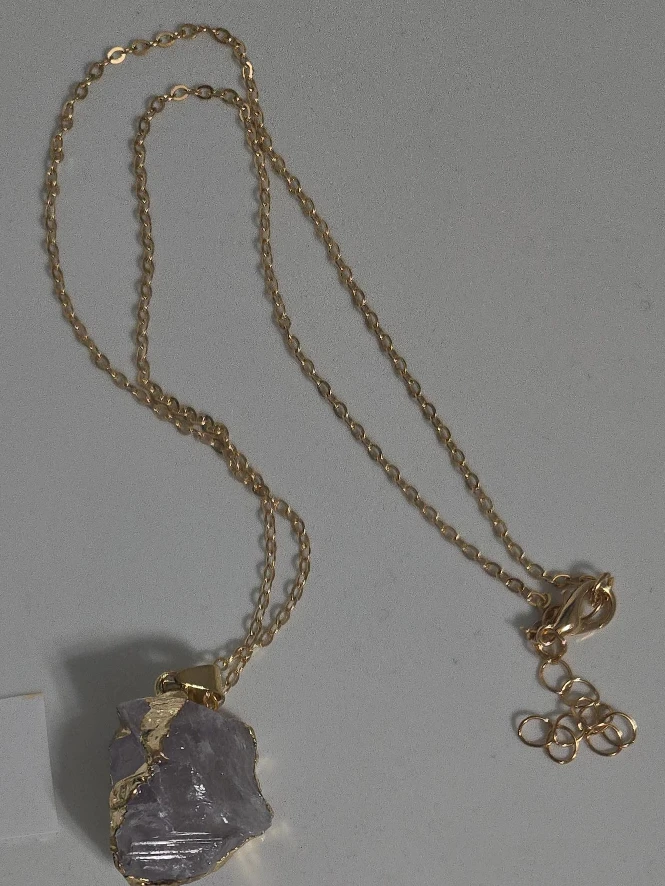 Raw Amethyst Crystal Gold Plated Necklace