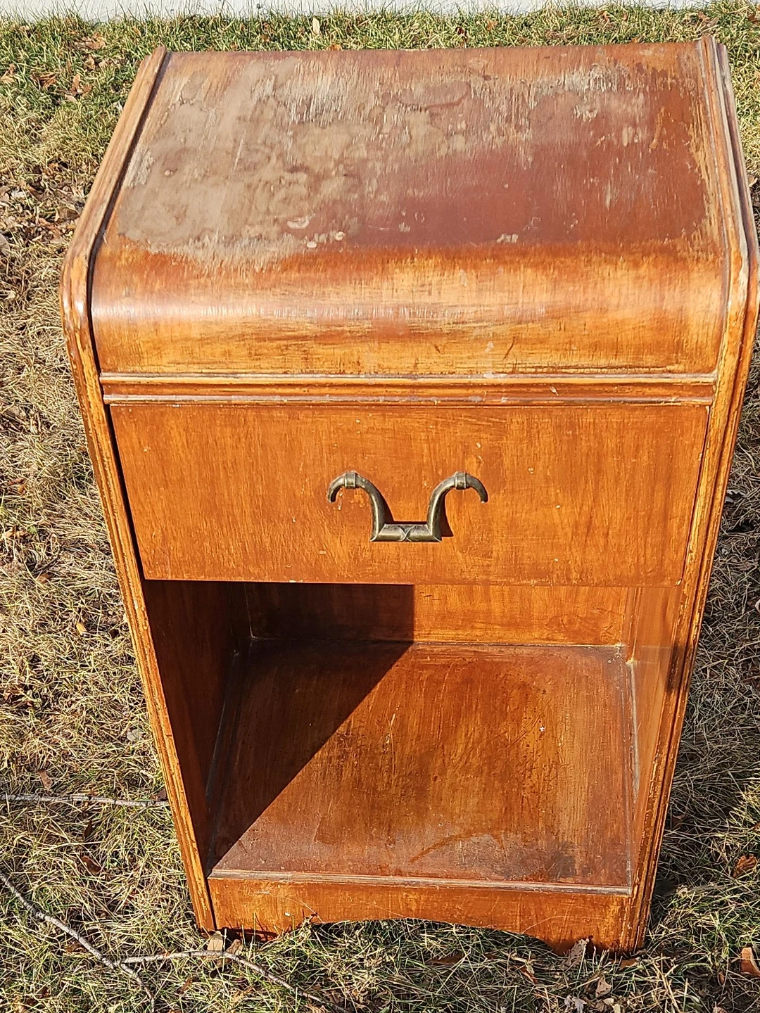Vintage Wooden Nightstand with Drawer