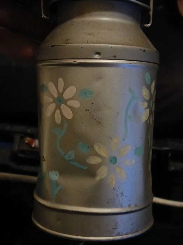 Vintage Milk Can with Floral Design