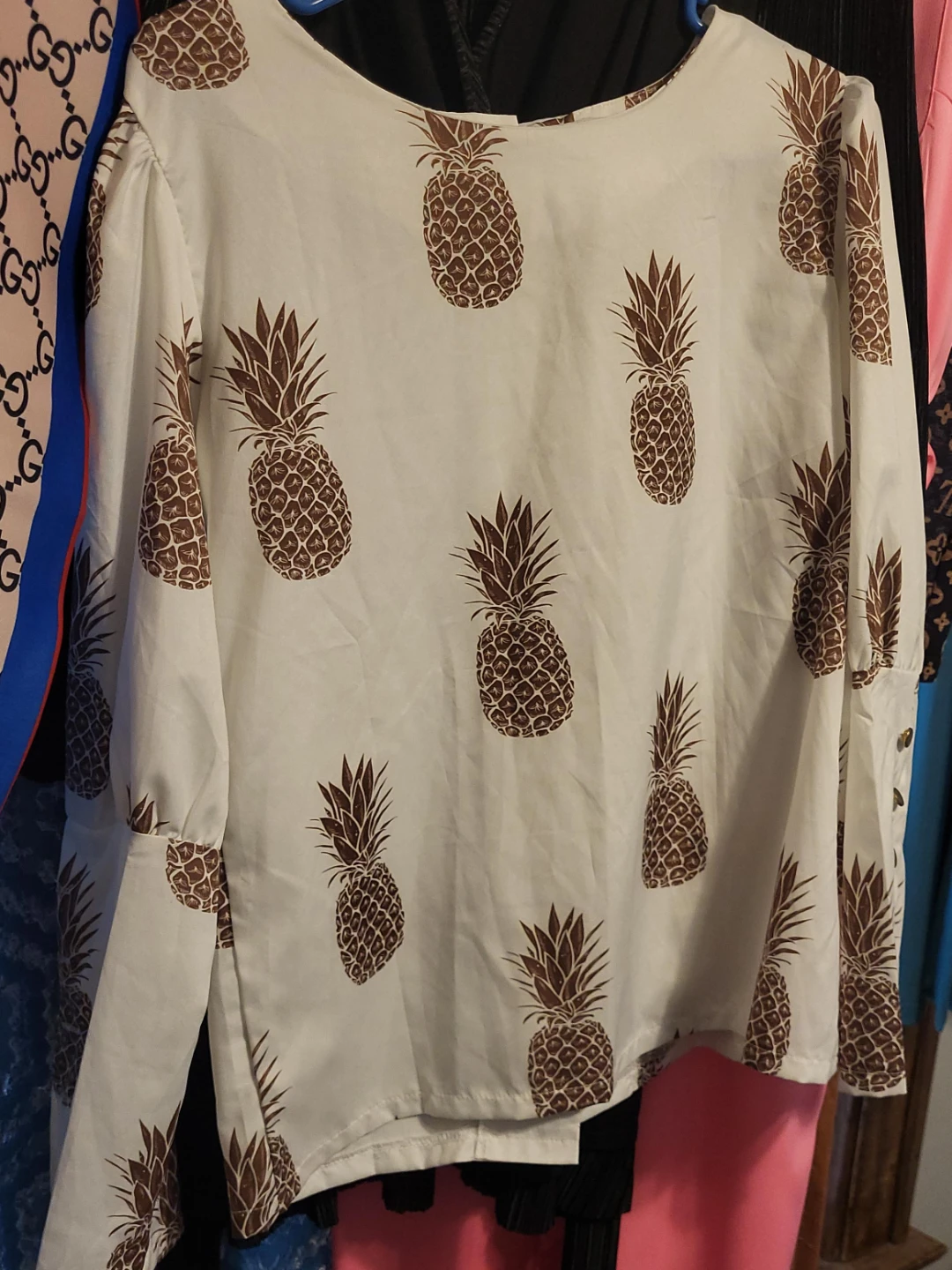 Pineapple Print Long Sleeve Top