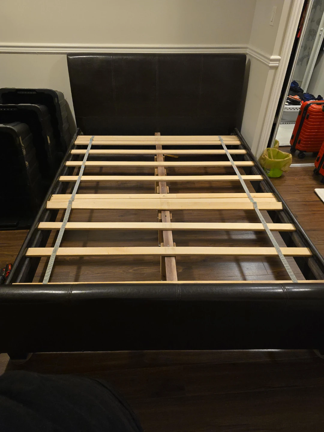 Black Faux Leather Bed Frame
