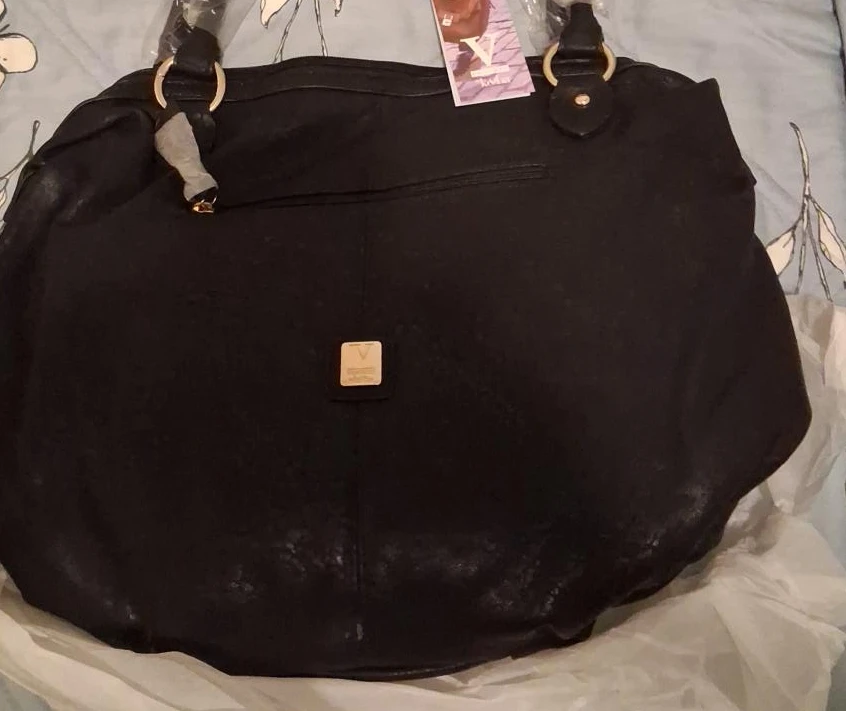 V Virtue Black Leather Hobo Bag