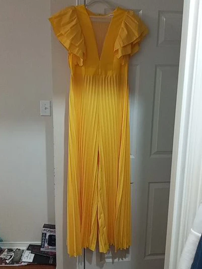 Yellow Pleated Jumpsuit