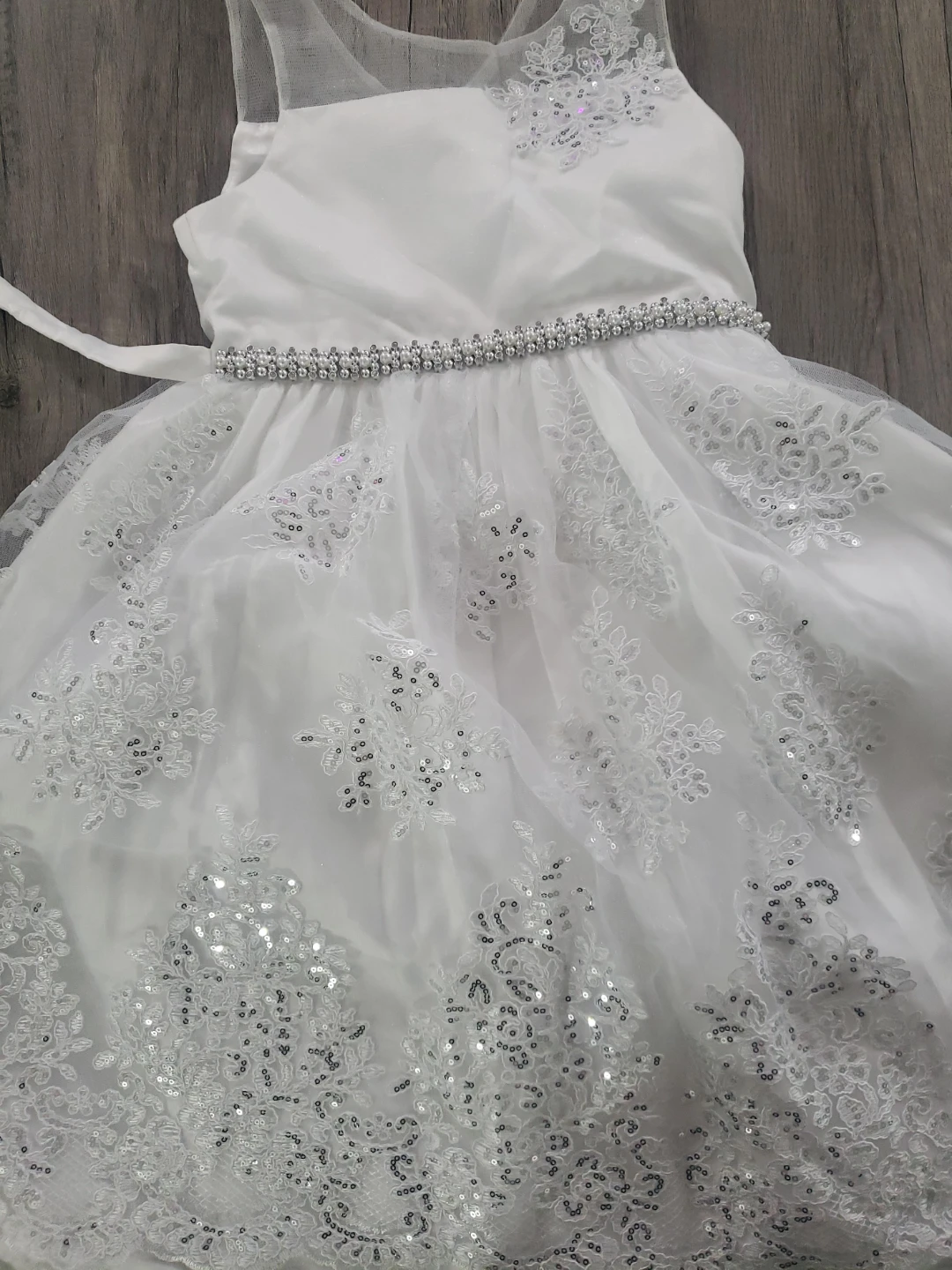 White Dress with Silver Sequin Details