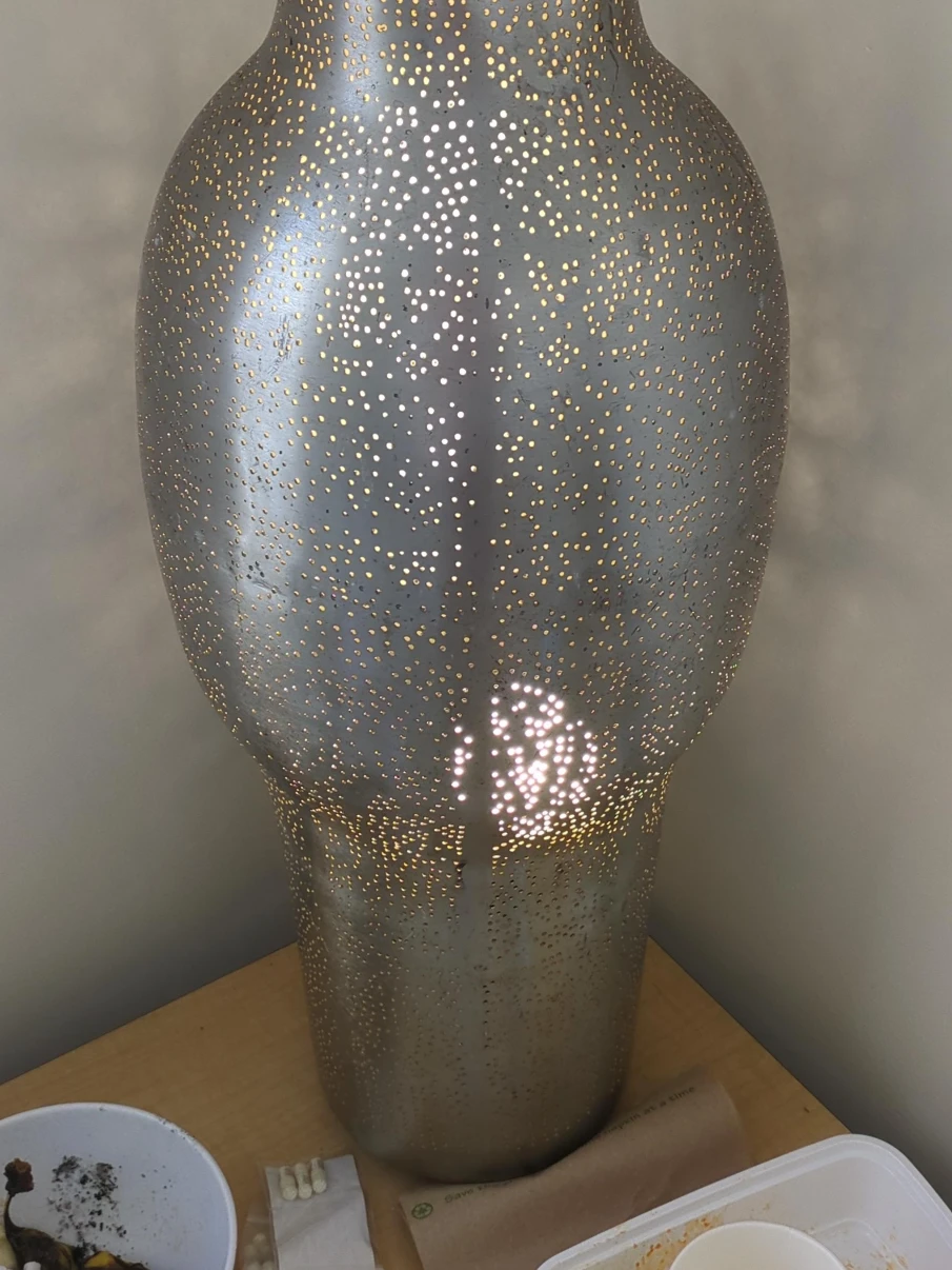 Silver Metal Punched Hole Accent Lamp "#Cleanout