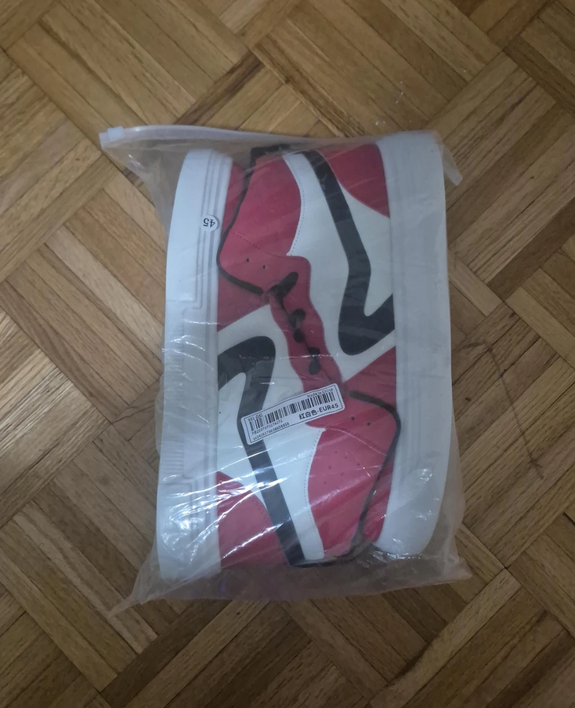Red & White High-Top Fashion Sneakers - Size 45