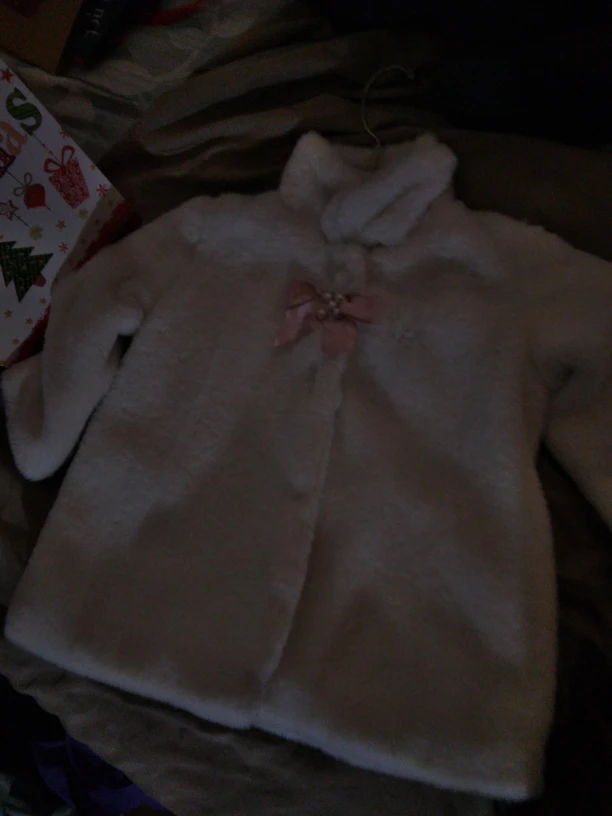 Girls white faux fur coat