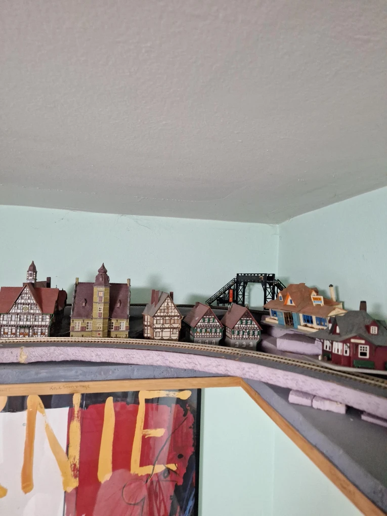 Model Train Set with Miniature Buildings