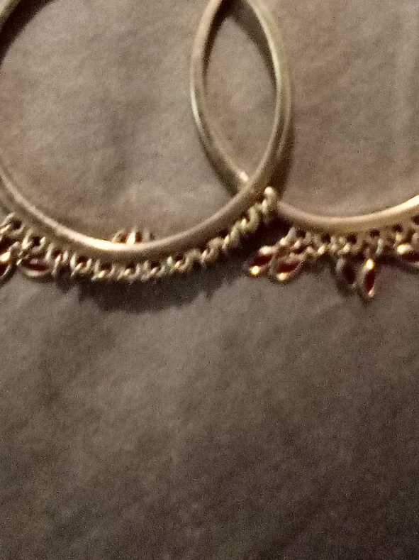 Silver hoop earrings with chain detail