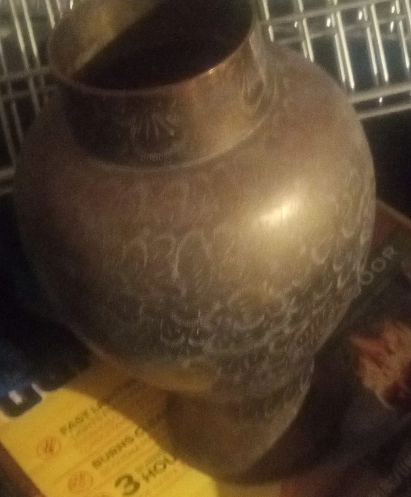 Vintage Etched Metal Vase