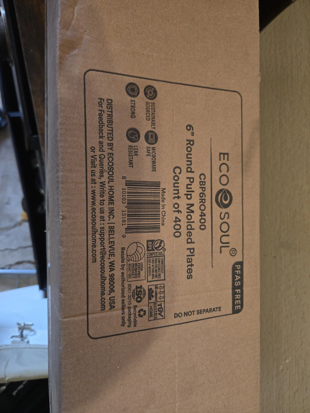 EcoSoul 6" Round Pulp Plates - 400 Count
