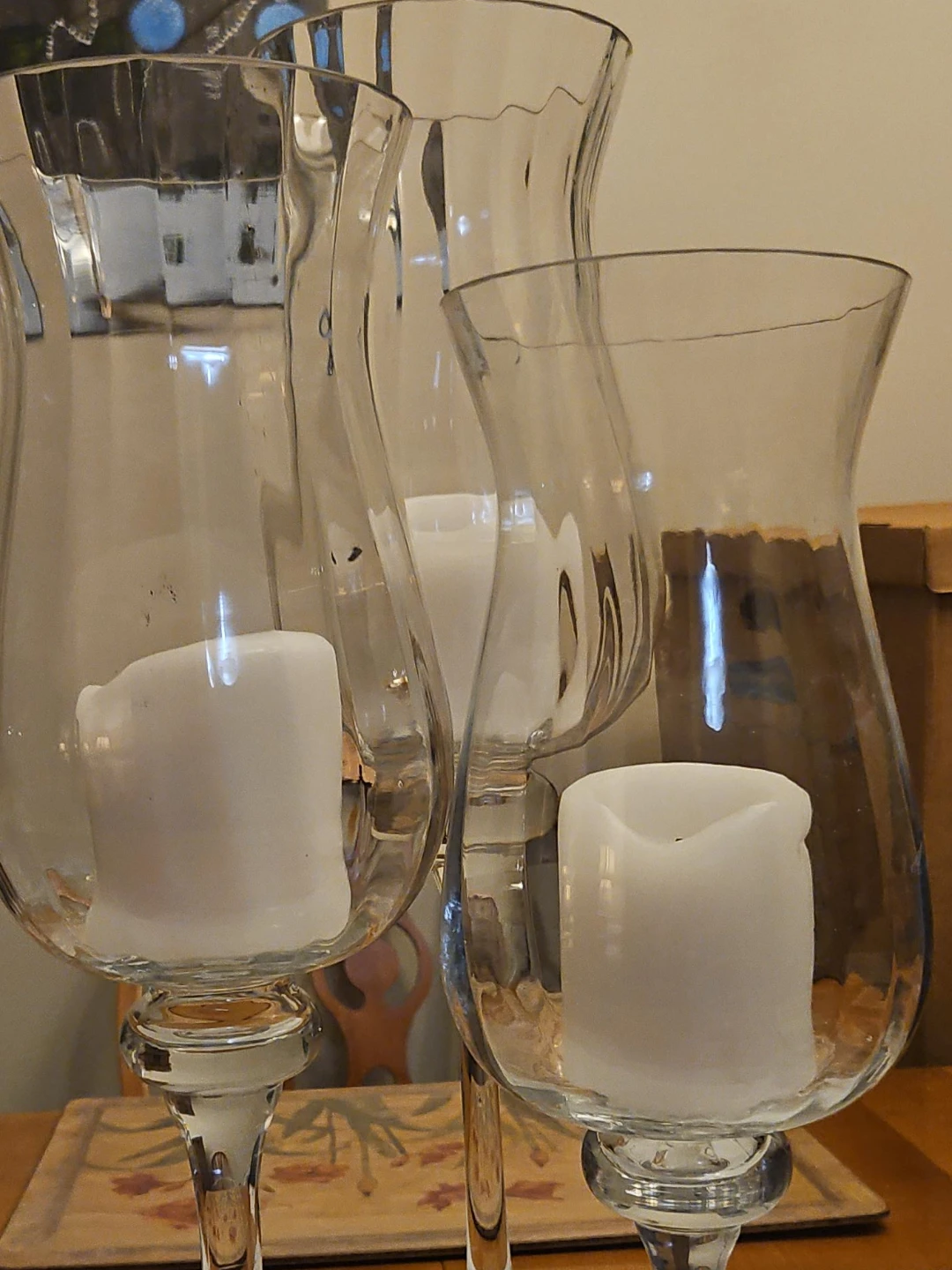 Glass Candle Holders - Set of Three