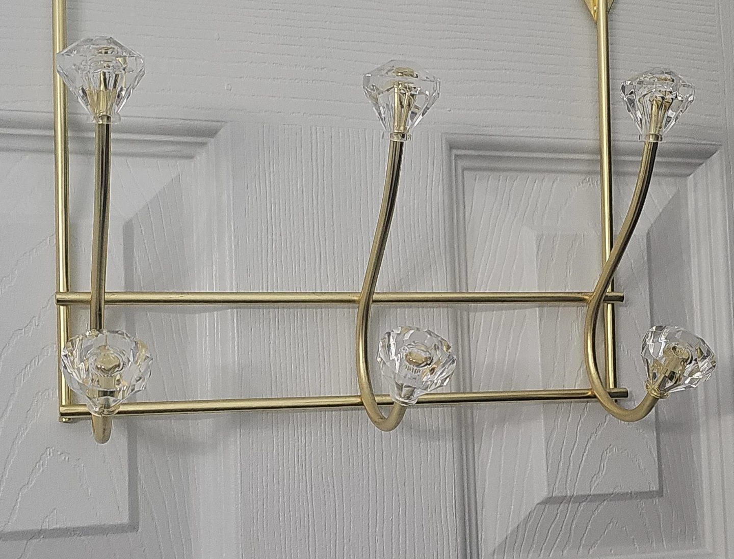Gold Over-the-Door Hook Rack with Crystal Knobs