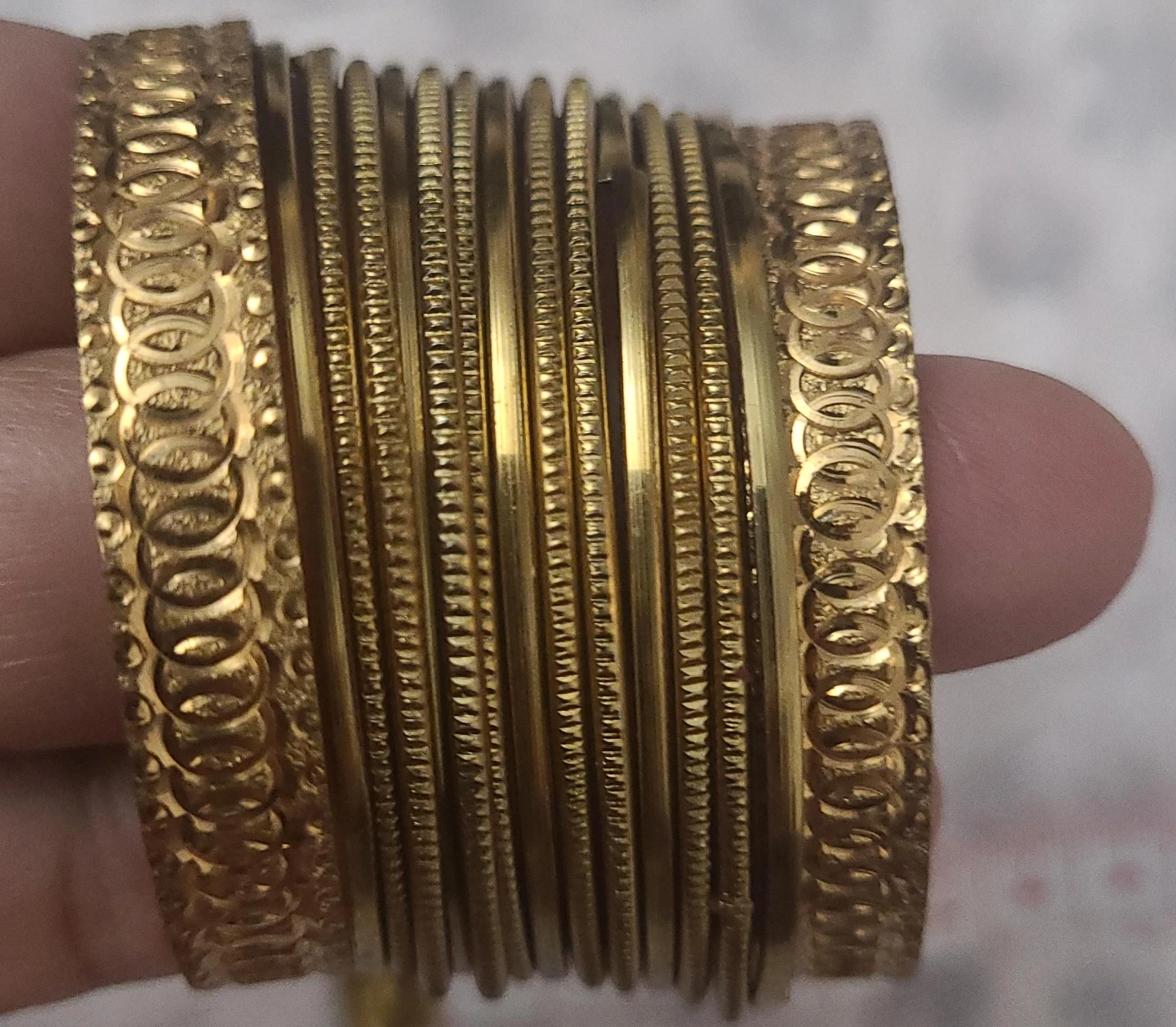 Gold Tone Bangle Set - 2.5 Inch Diameter