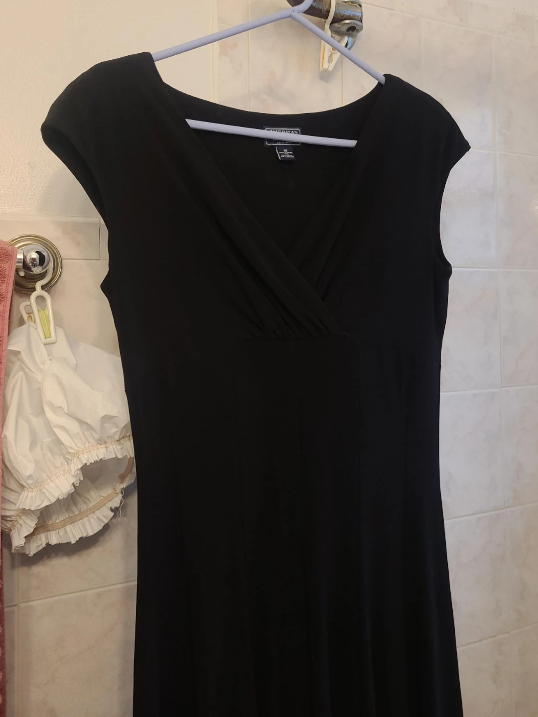 Black Cap Sleeve V-Neck Dress