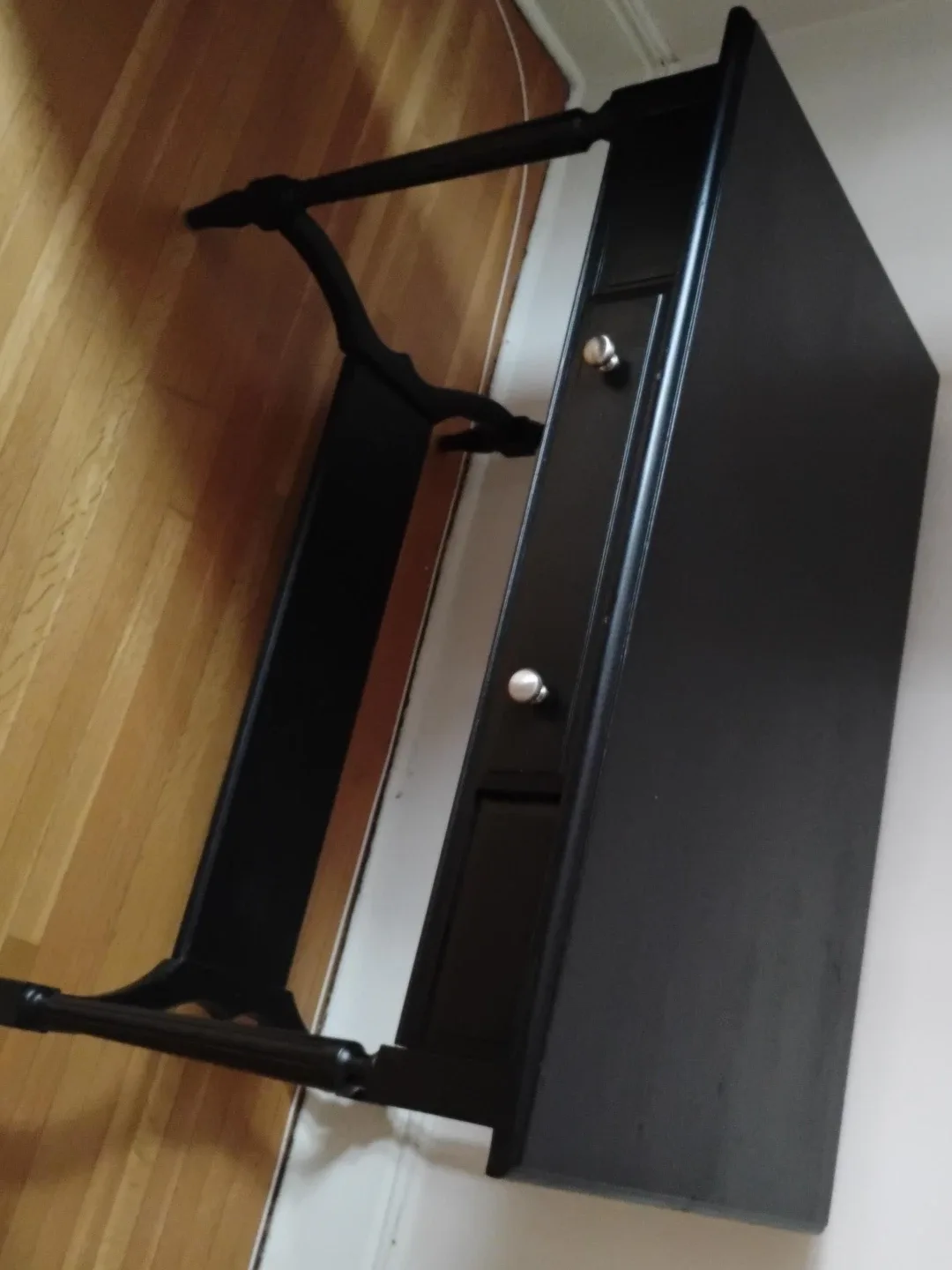 Vintage Black Console Wooden table with drawer