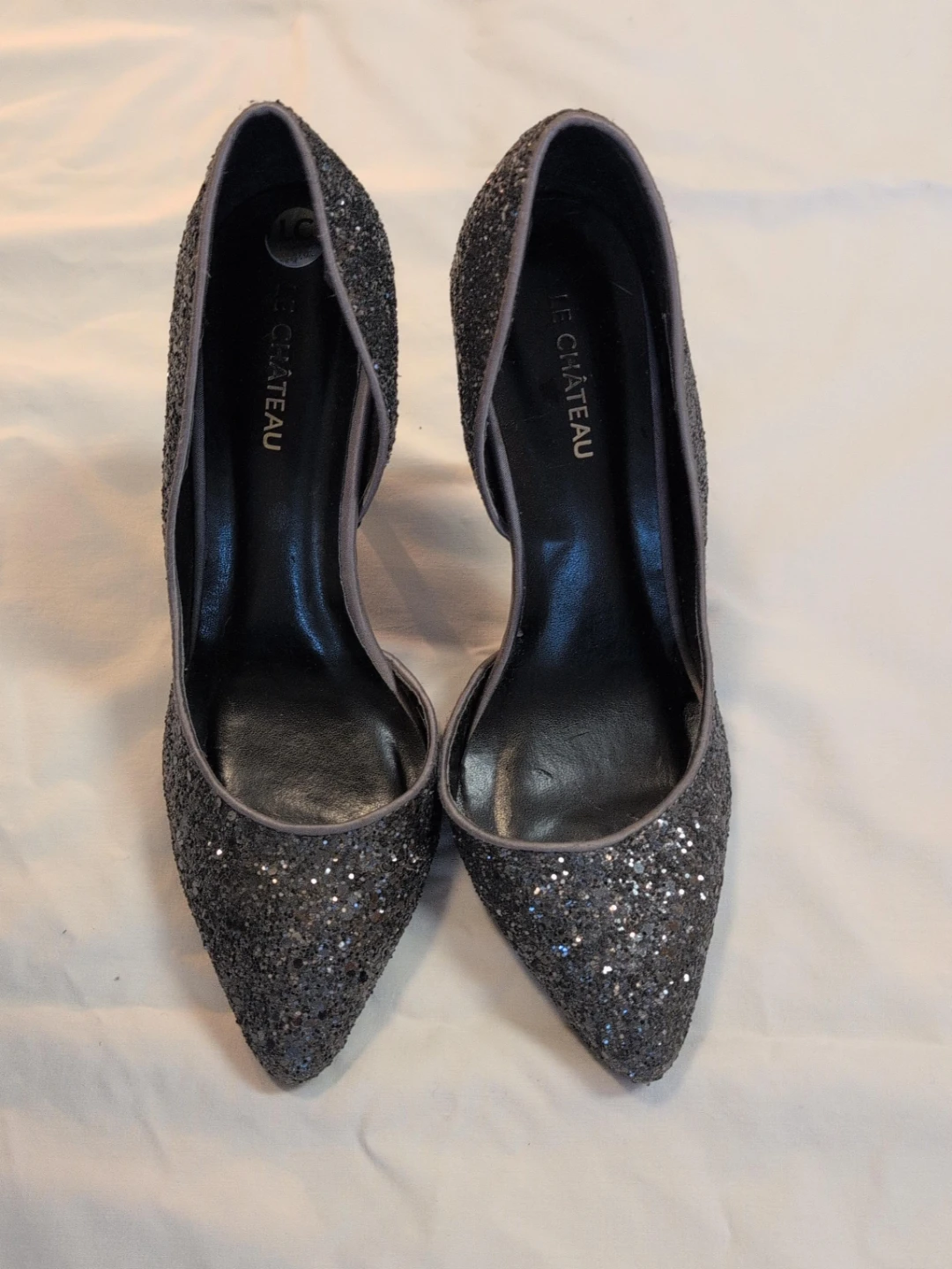 Le Chateau Pewter Crystal D'Orsay Heels  - Size 7 1/2