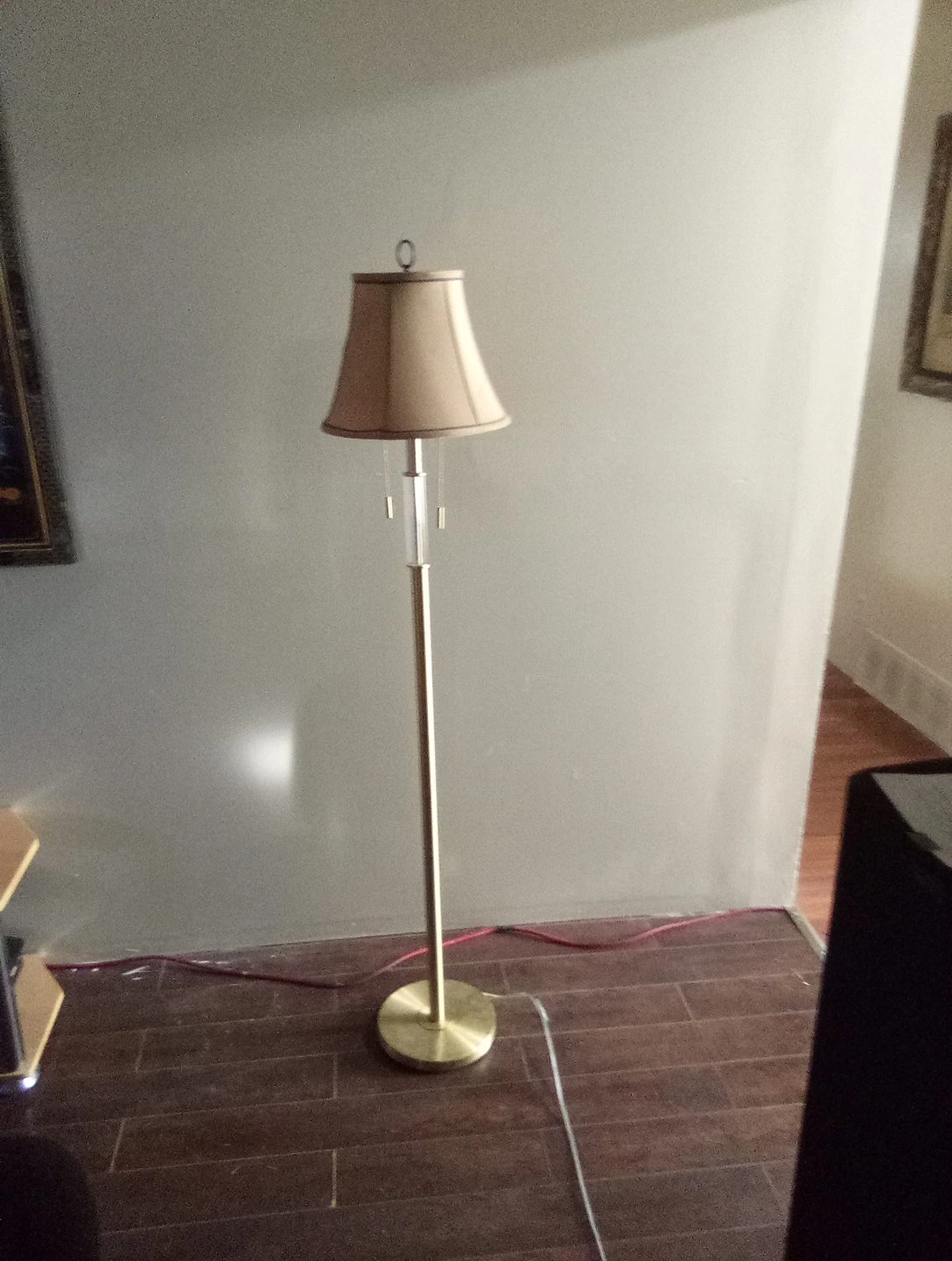 Solid brass  Floor Lamp with Beige Shade