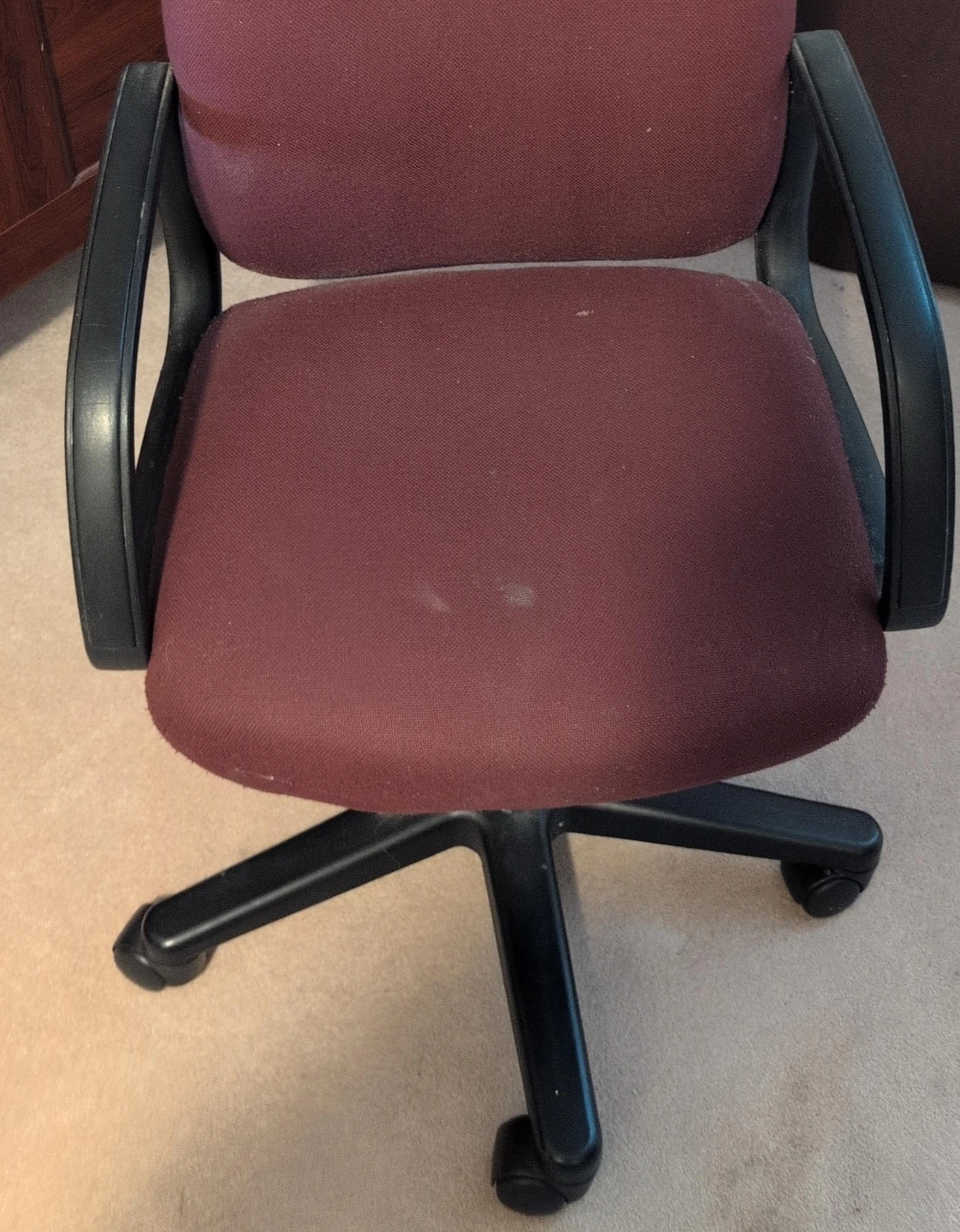 Maroon Office Chair with Rolling Base