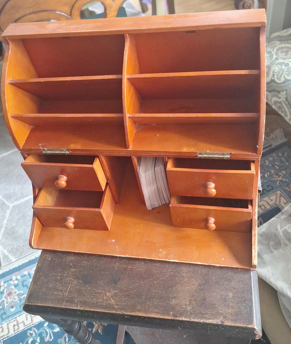 Wooden Desk Organizer with Drawers