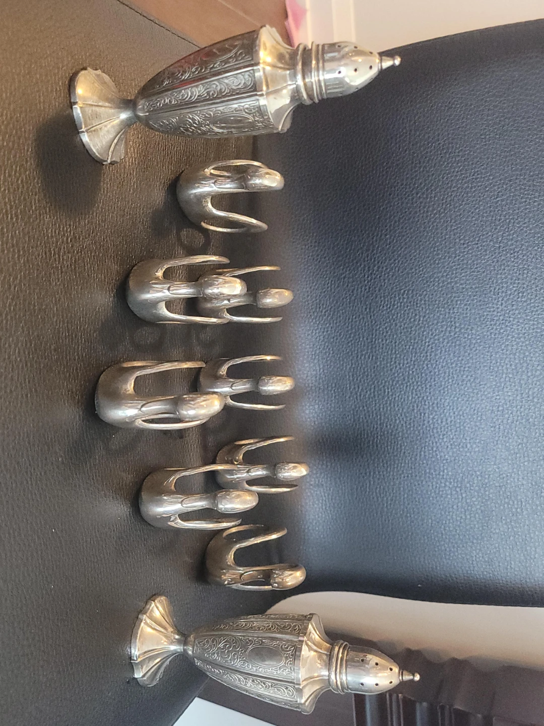 Vintage Silver Salt & Pepper Shakers with Napkin Rings