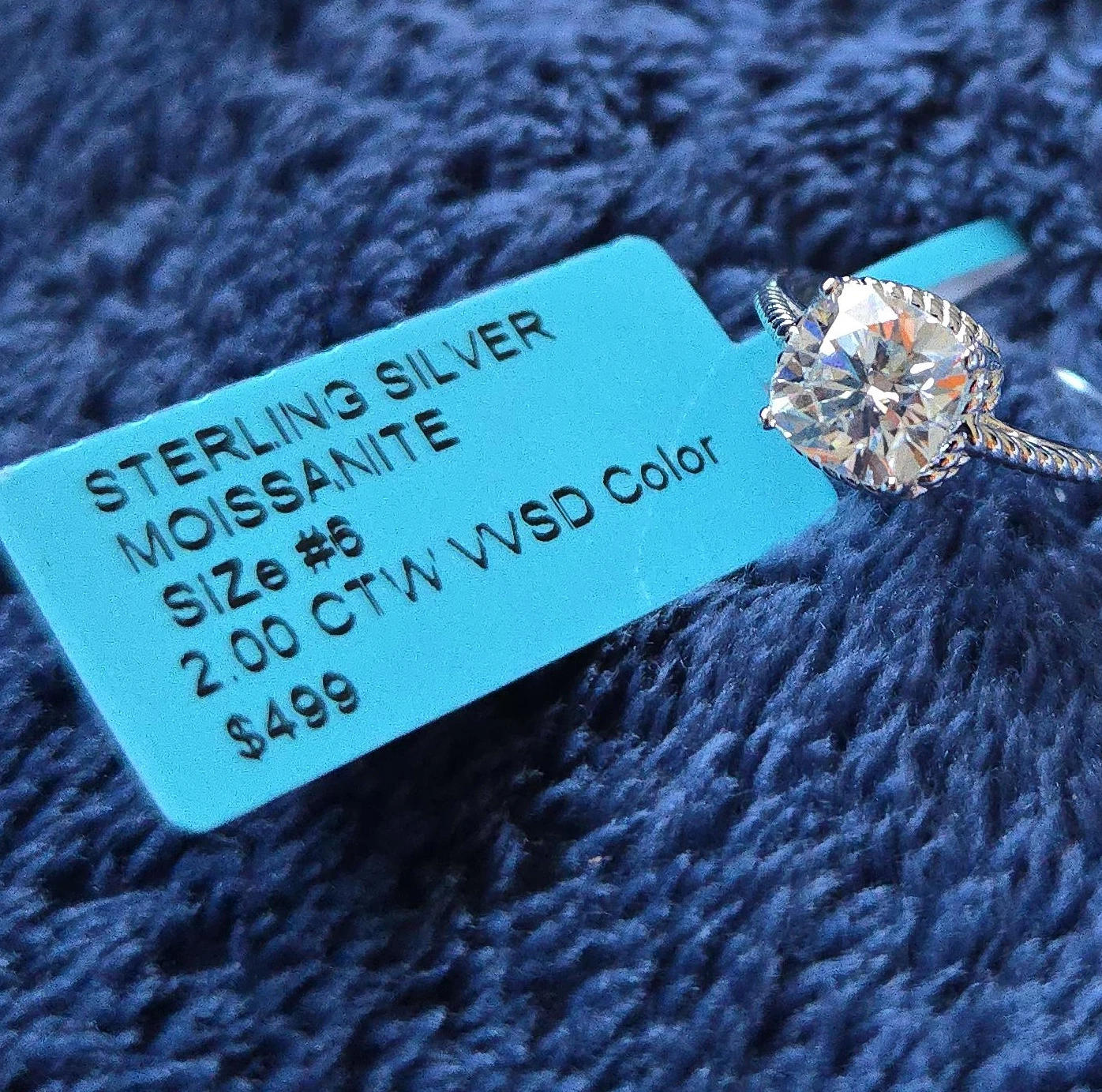 2.00carat Sterling Silver Moissanite Ring Size 6