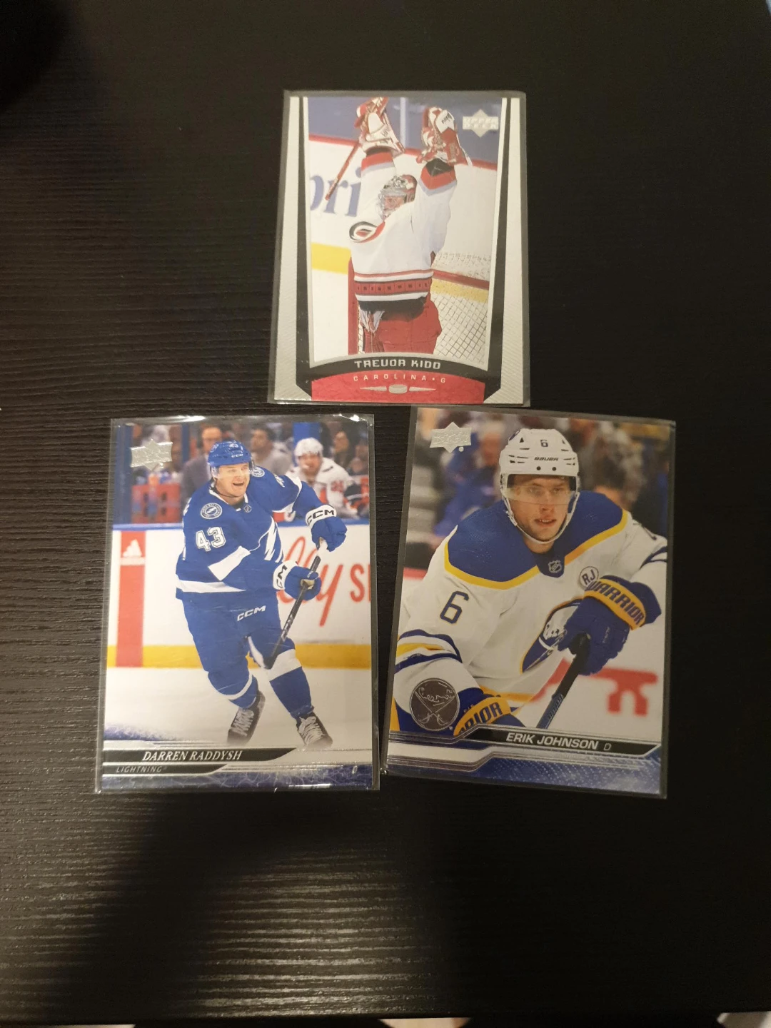 Hockey Trading Cards - Trevor Kidd, Darren Raddysh, Erik Johnson