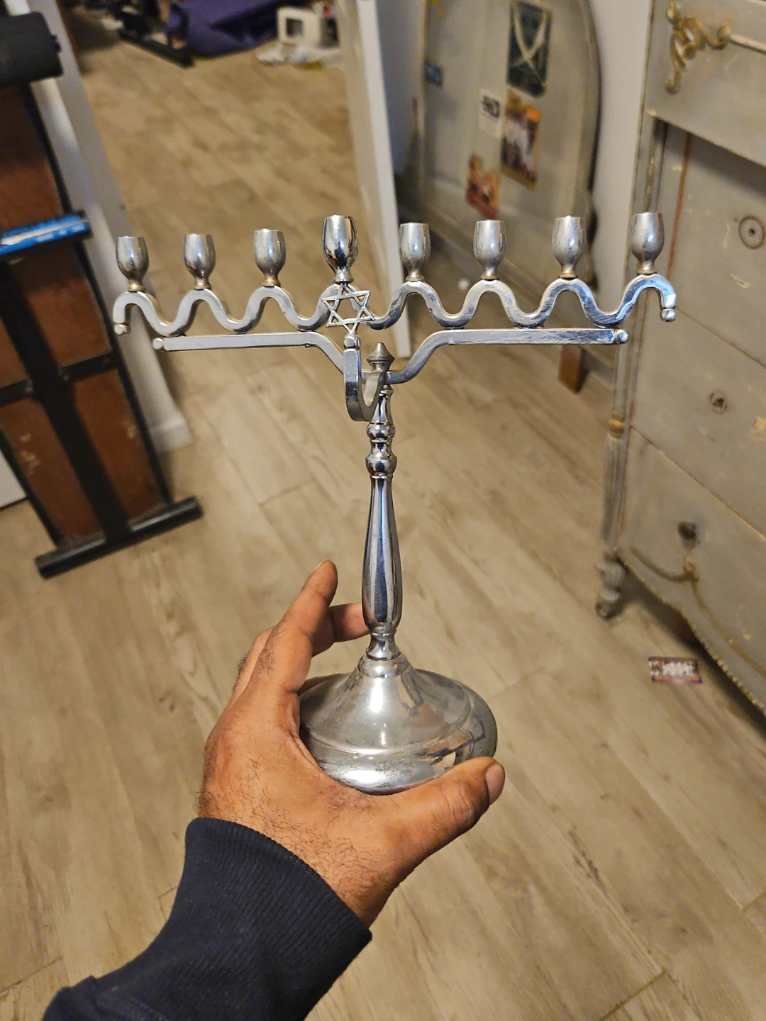 Silver Hanukkah Menorah