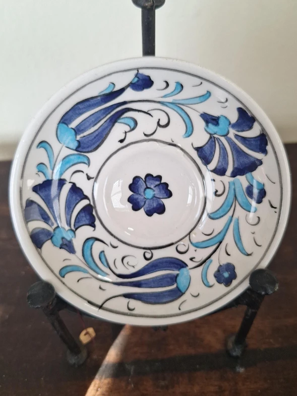 Decorative Ceramic Plate - Blue Floral Design