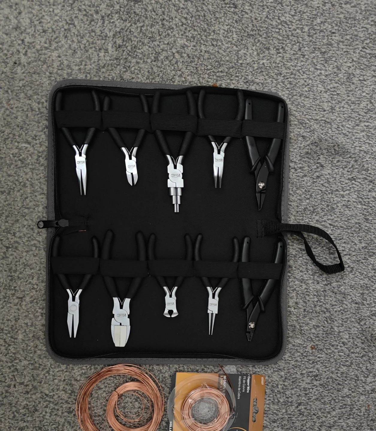 9 Piece Jewellery Pliers Tool Kit with Copper Wire