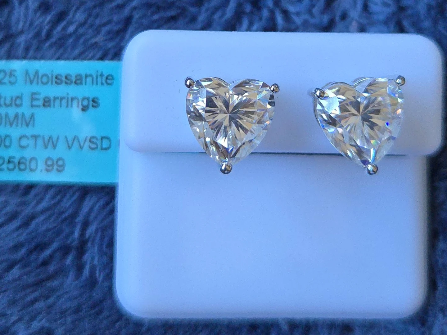 8carats Moissanite Heart Stud Earrings 10MM 8.00 CTW VVS