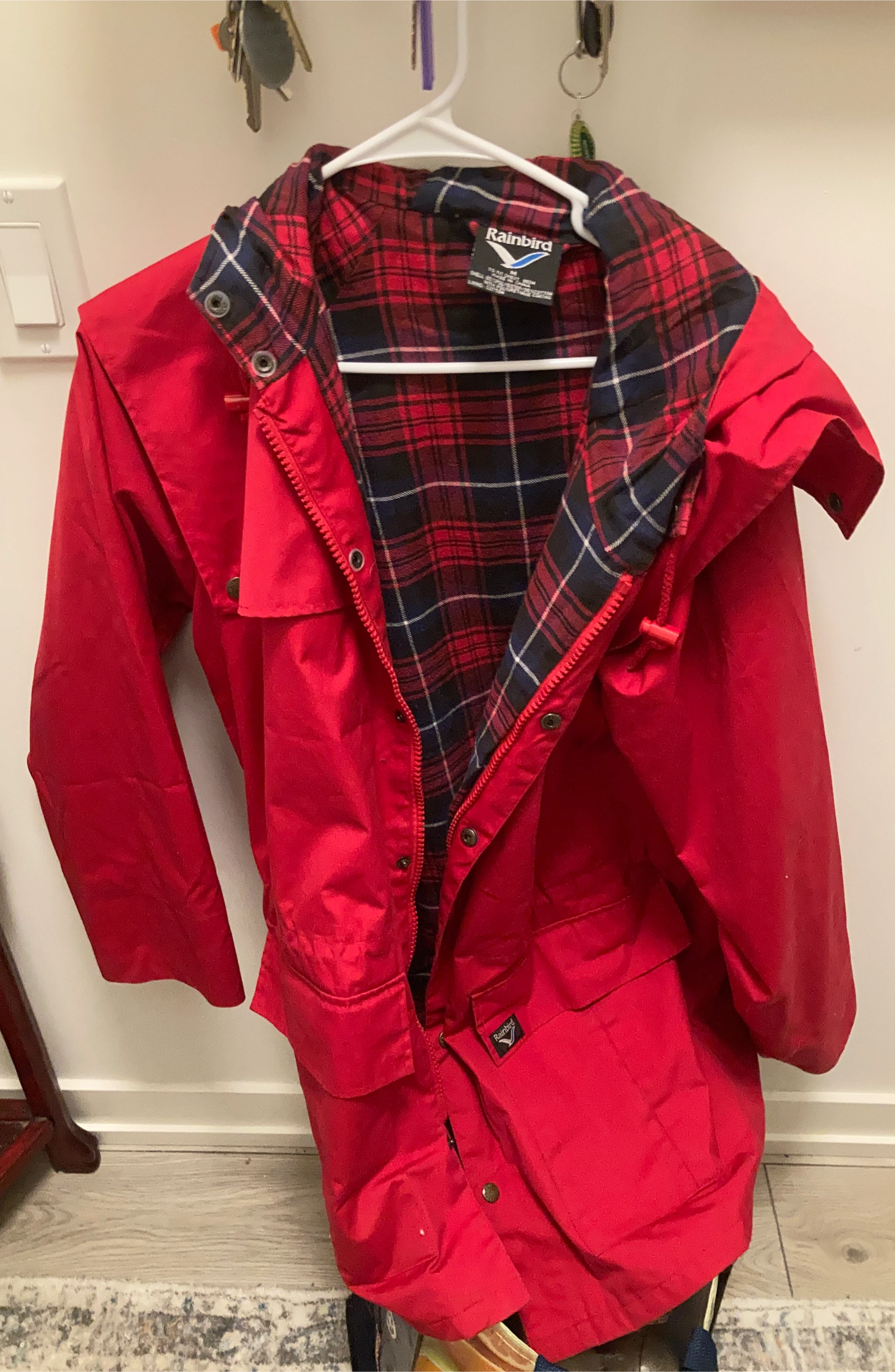 Red Rainbird Jacket with Plaid Lining - Size M