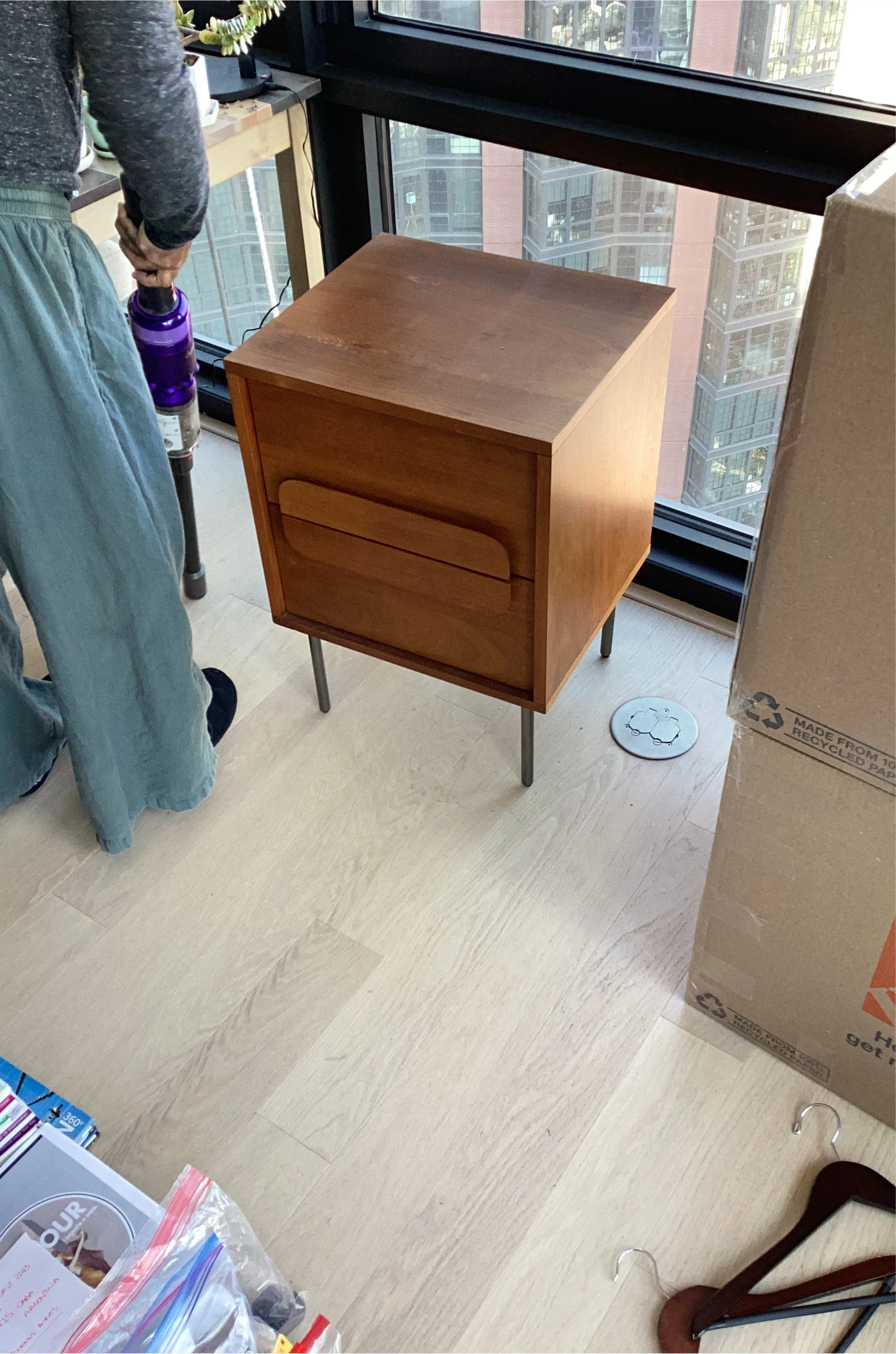 Wood Nightstand with Drawer