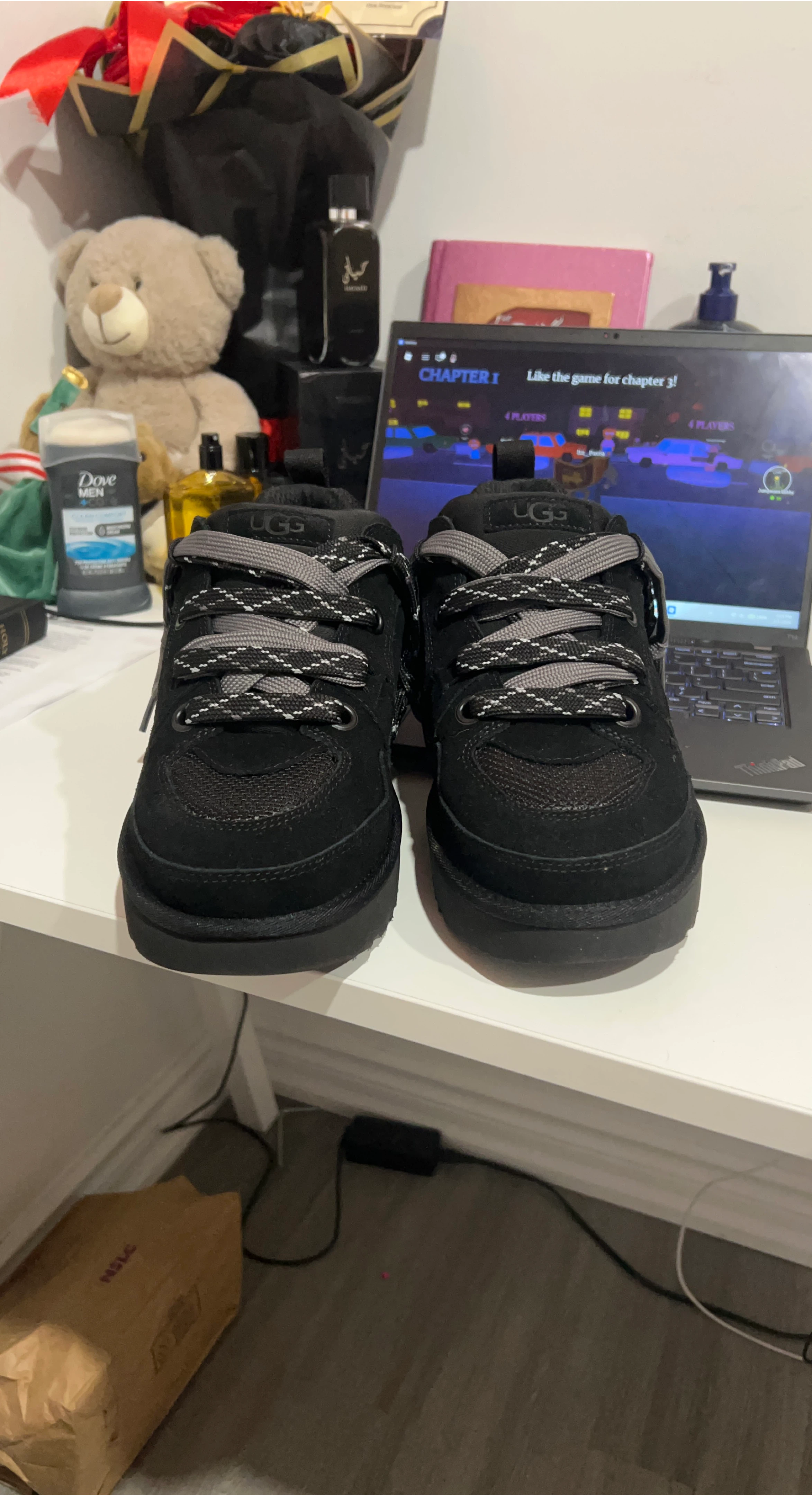 UGG Black Suede Lace-Up Sneakers