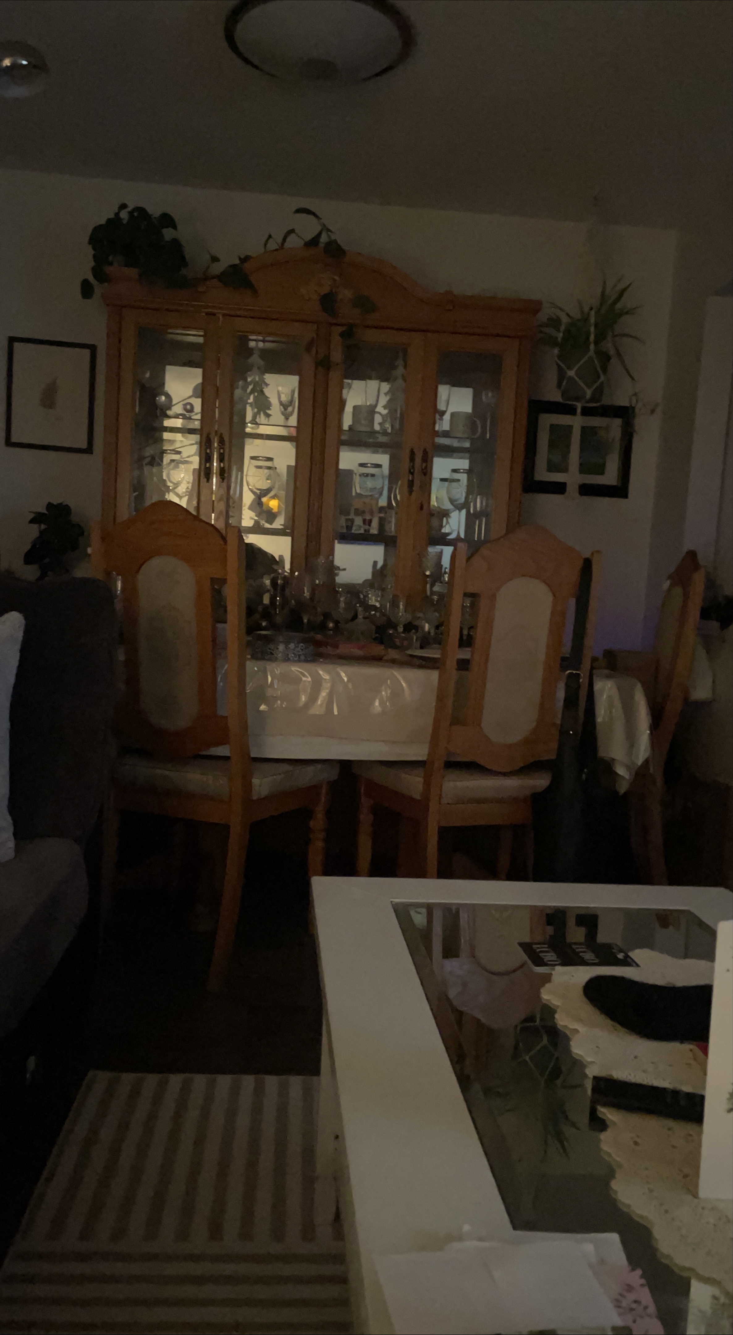 Wooden Dining Set with Hutch