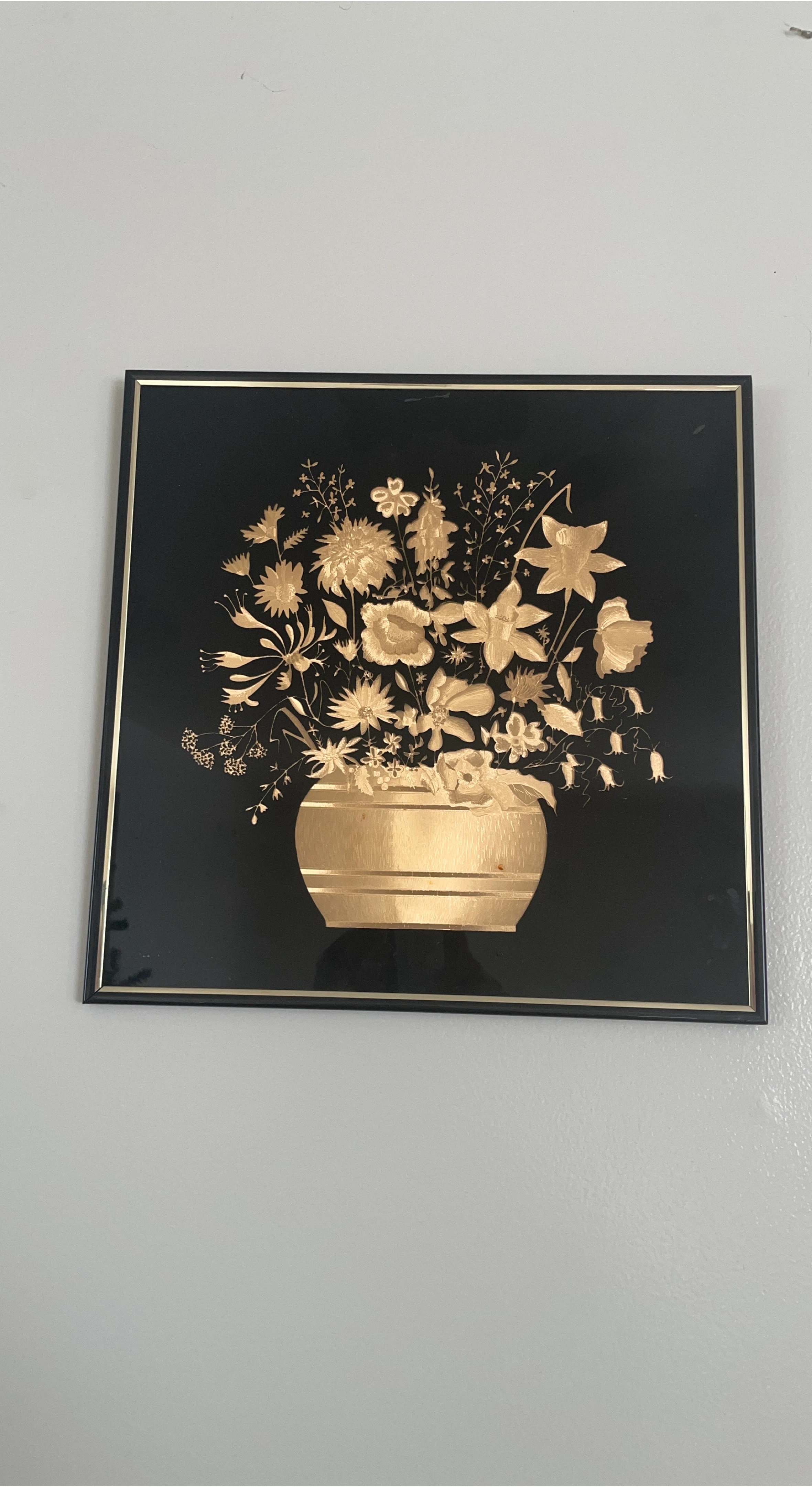 Black & Gold Floral Vase Wall Art