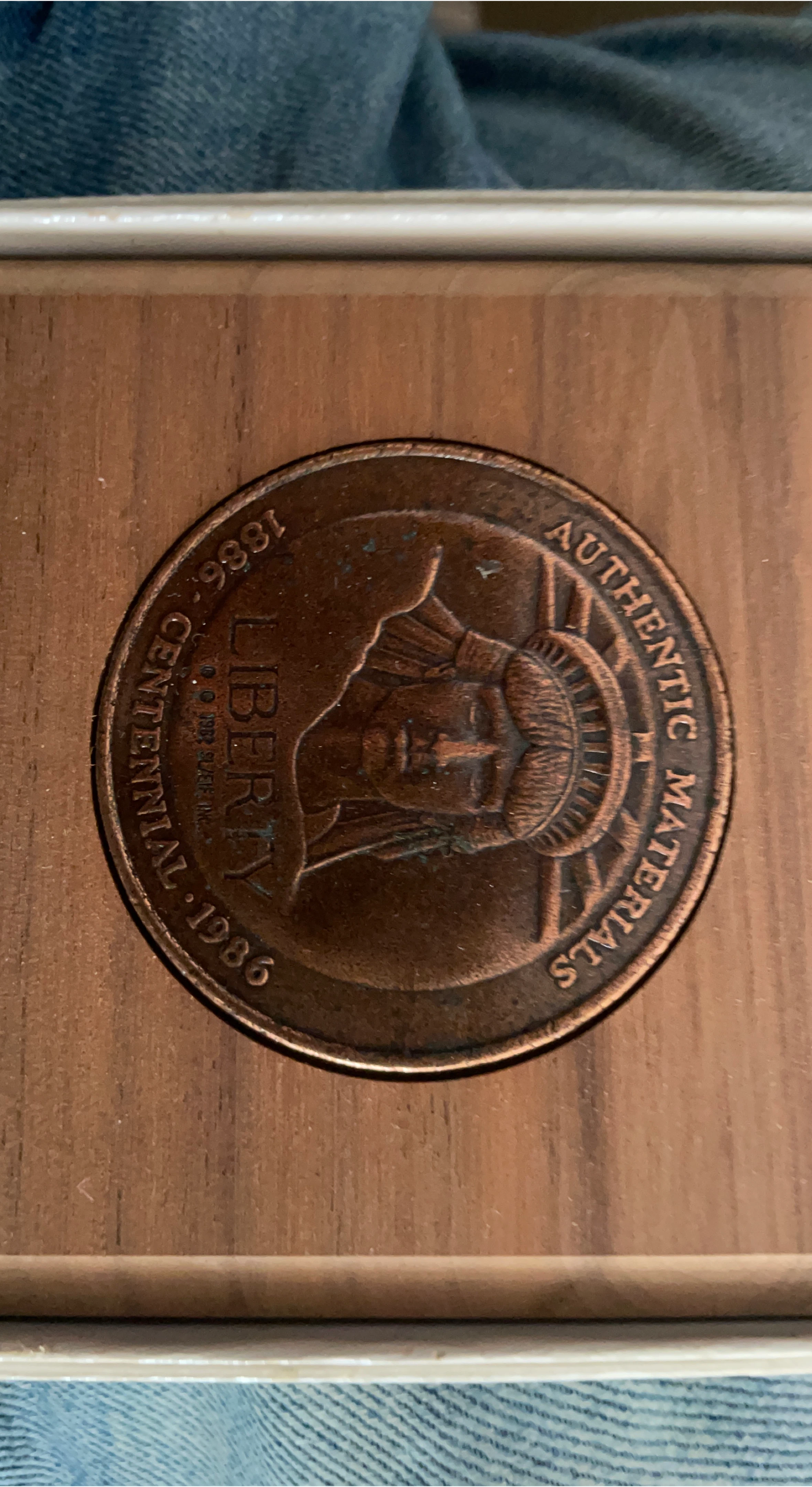 1886 Centennial Liberty Authentic Materials Coin