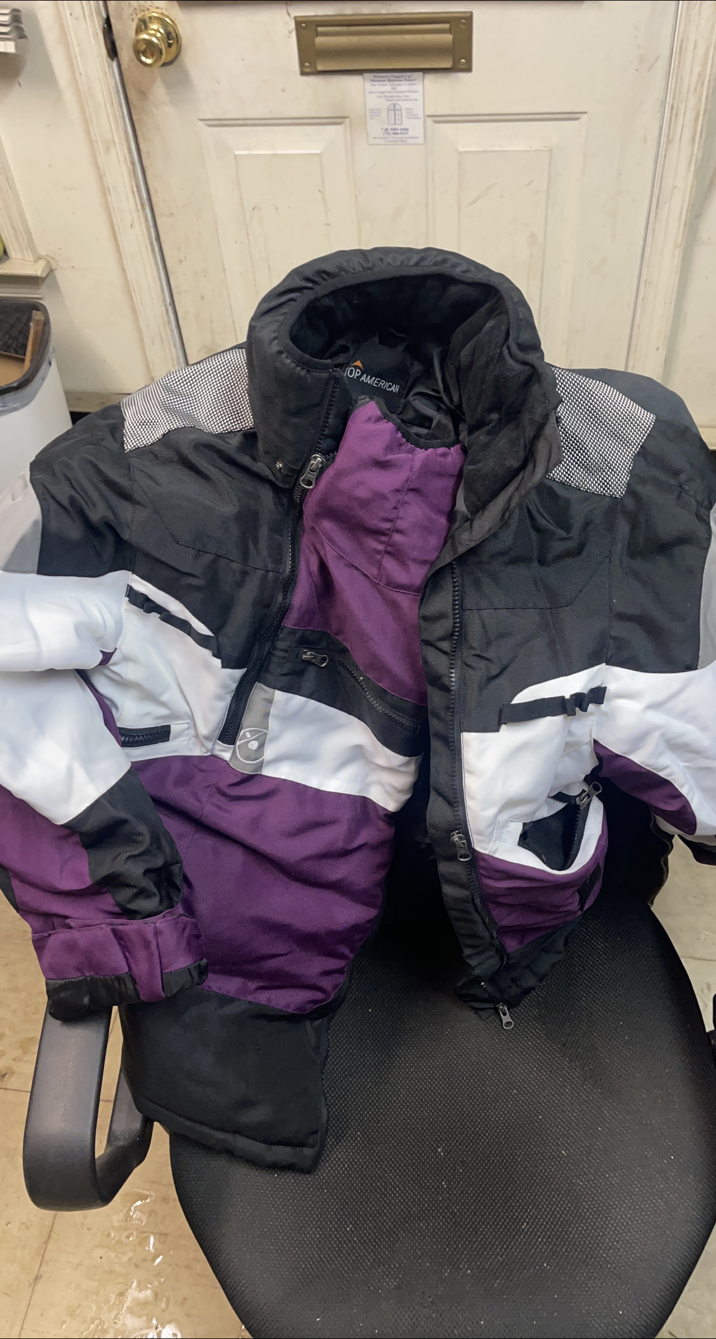 Top American Ski Jacket - Black, White, Purple