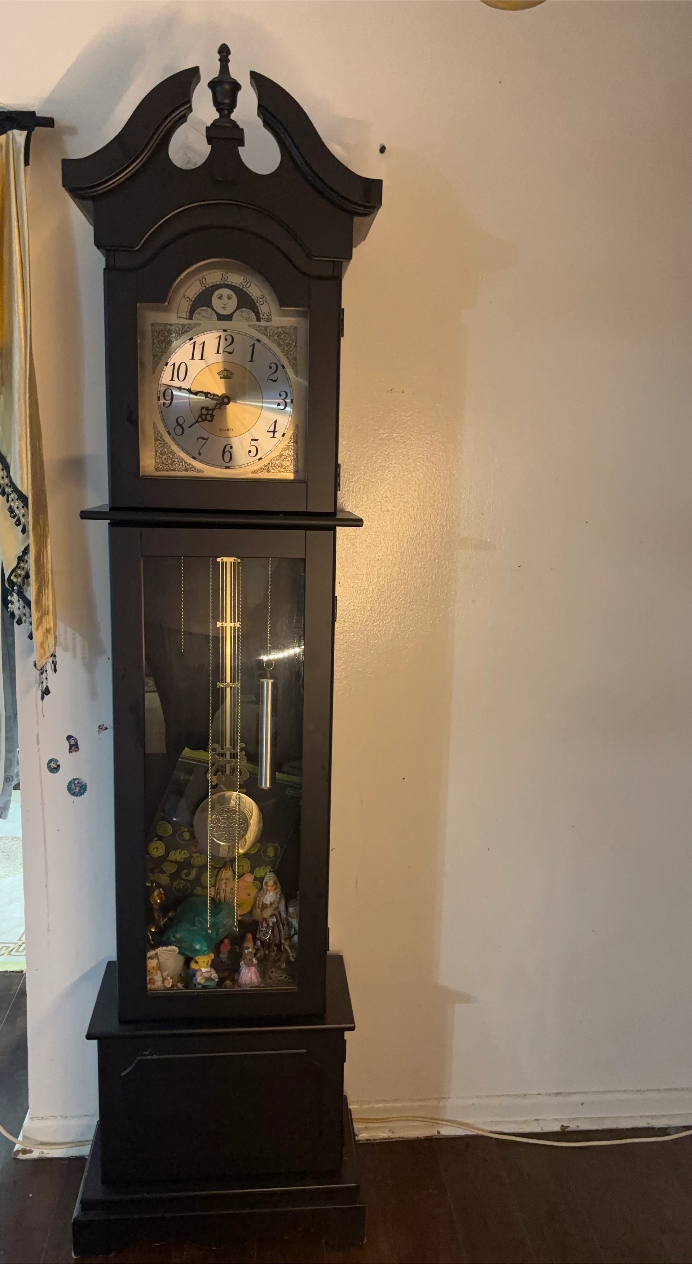 Black Grandfather Clock with Moon Phase Dial