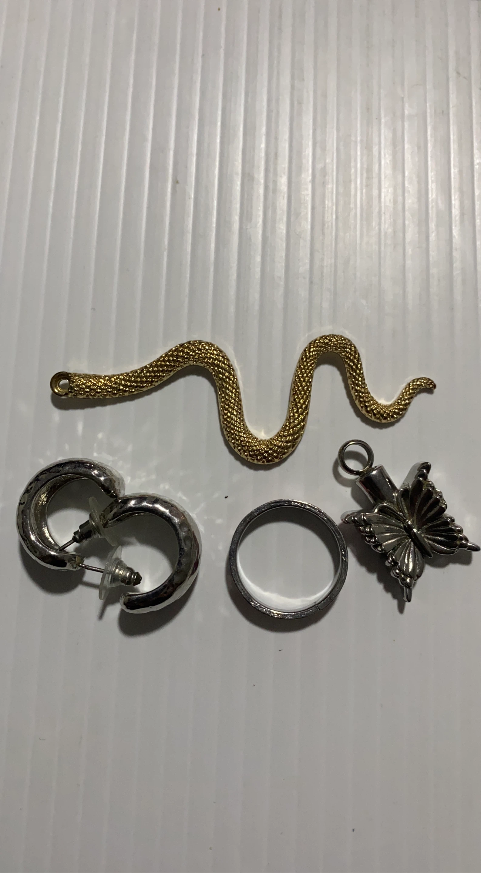 Assorted Jewellery - Snake Pendant, Ring, Earrings