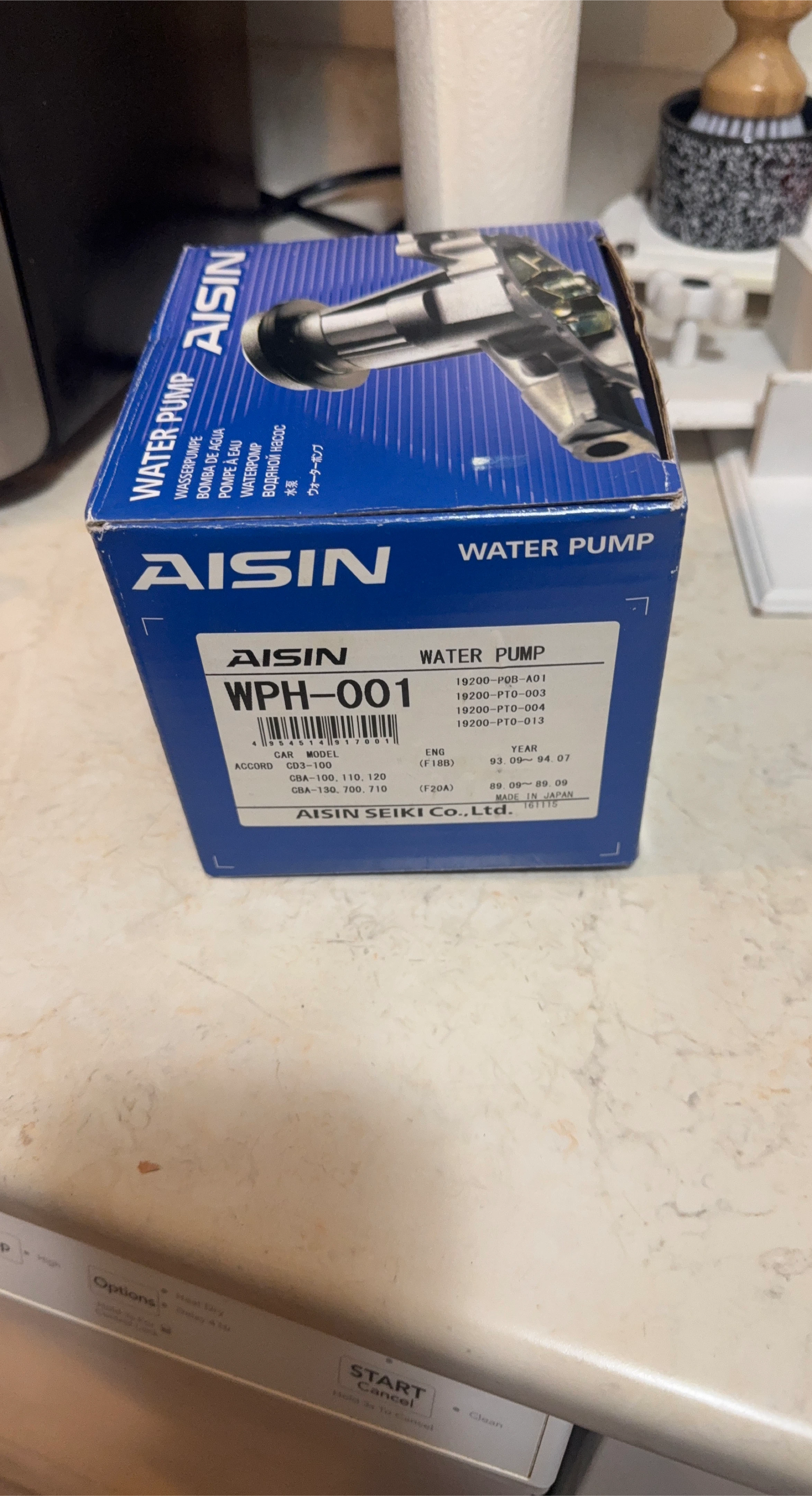 Brand New Aisin WPH-001 Water Pump for Honda Accord