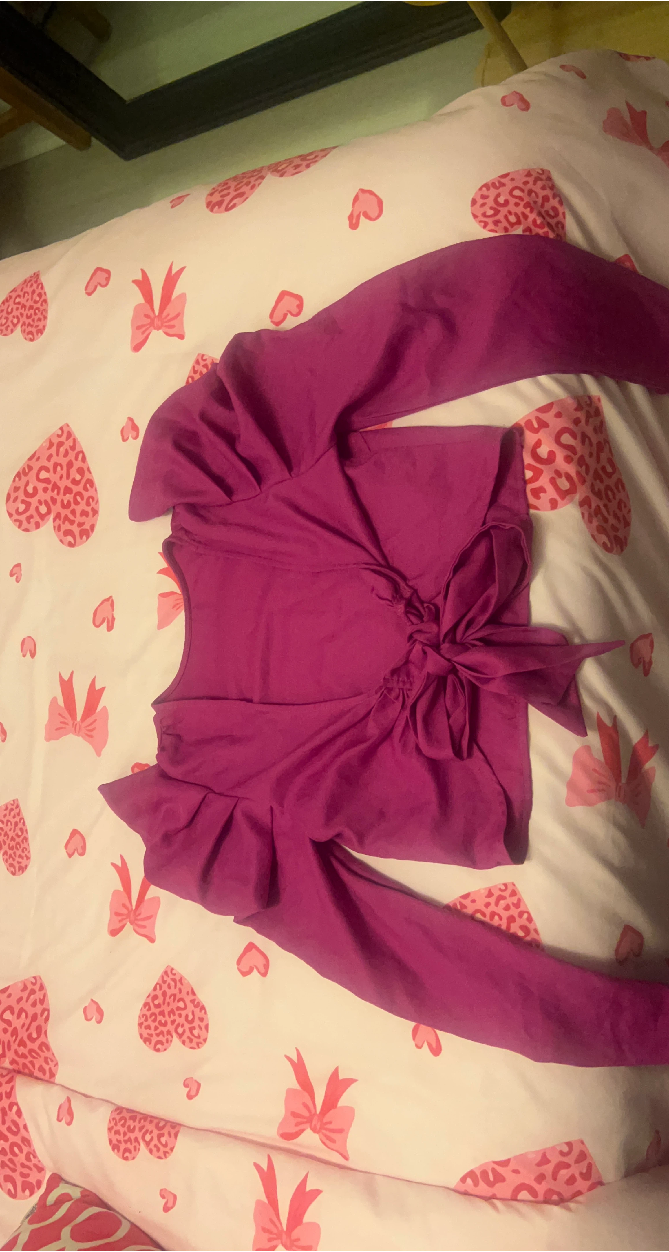 Purple Tie-Front Long Sleeve Top