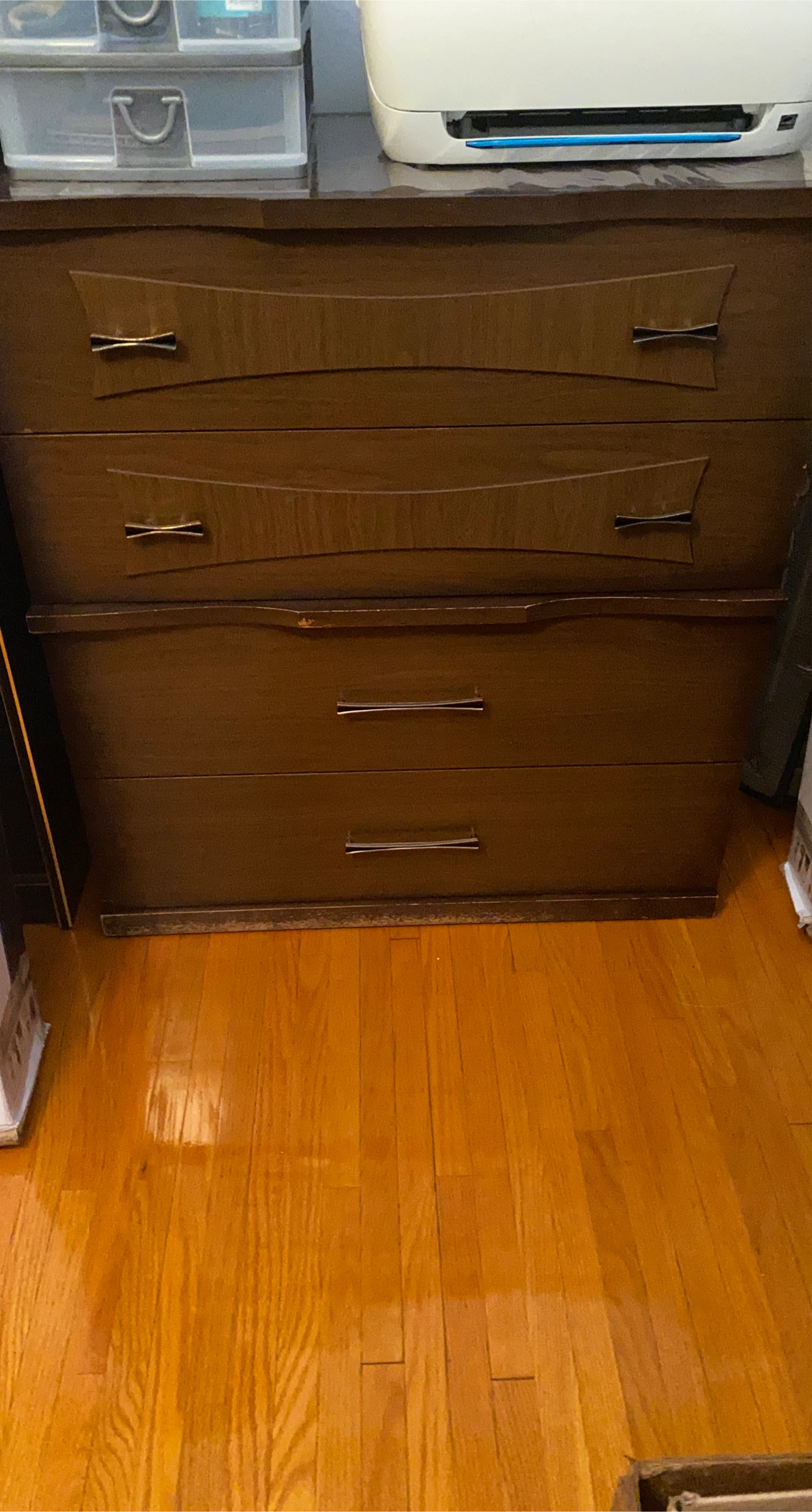 Brown Wooden 4-Drawer Dresser