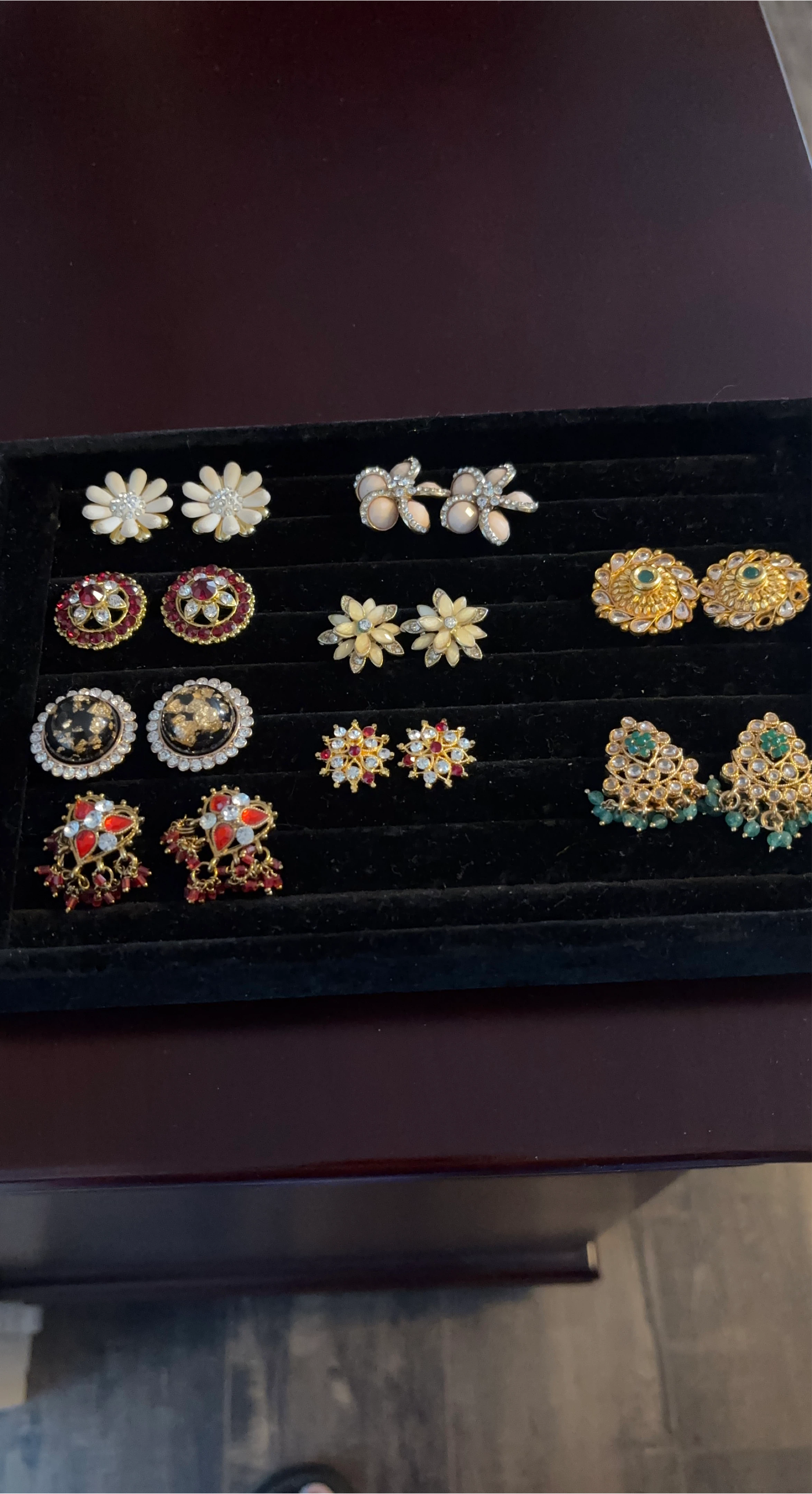 Assorted Stud Earrings - Floral, Gemstone Styles