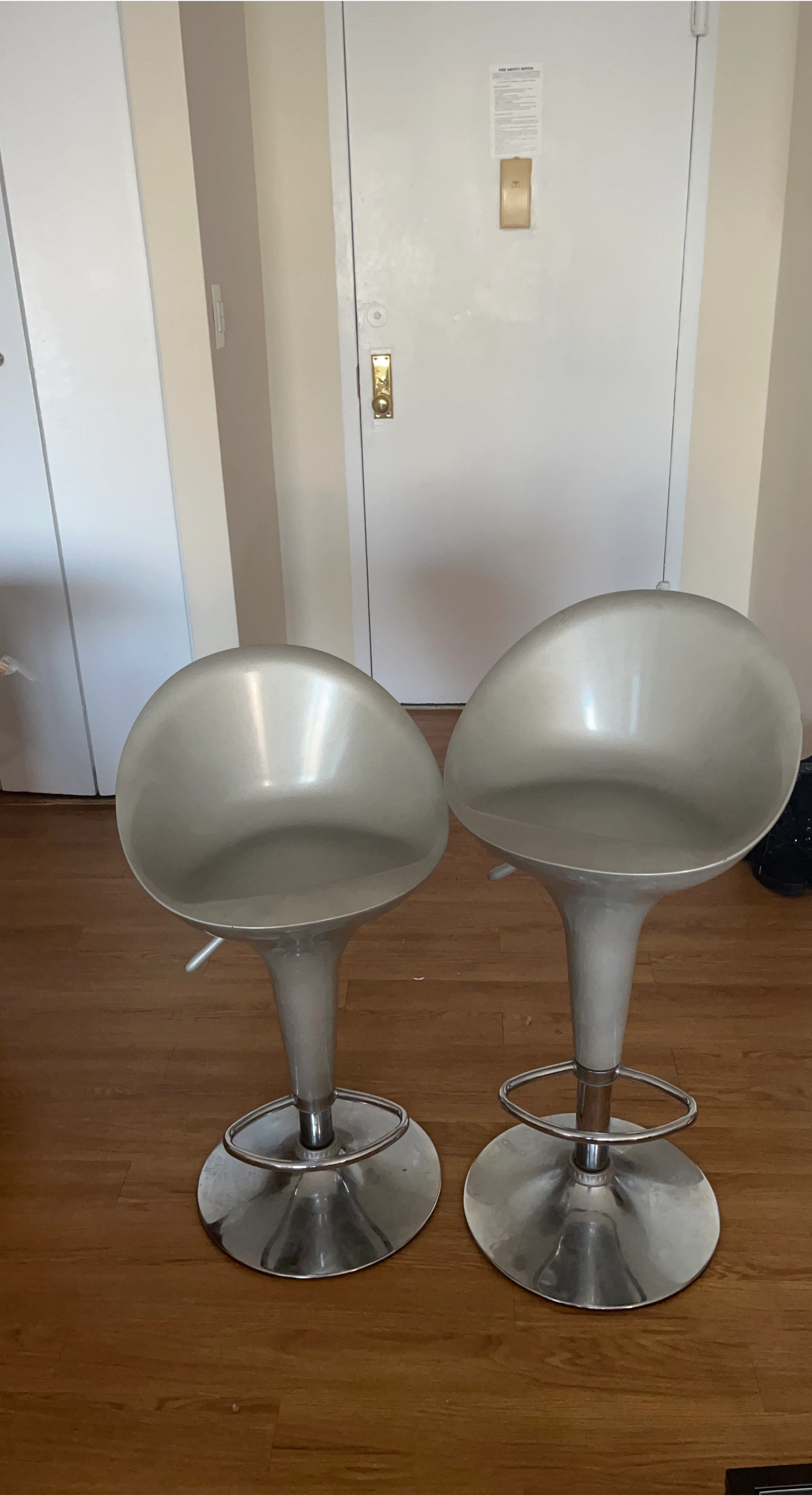 Adjustable Silver Bar Stools - Set of 2