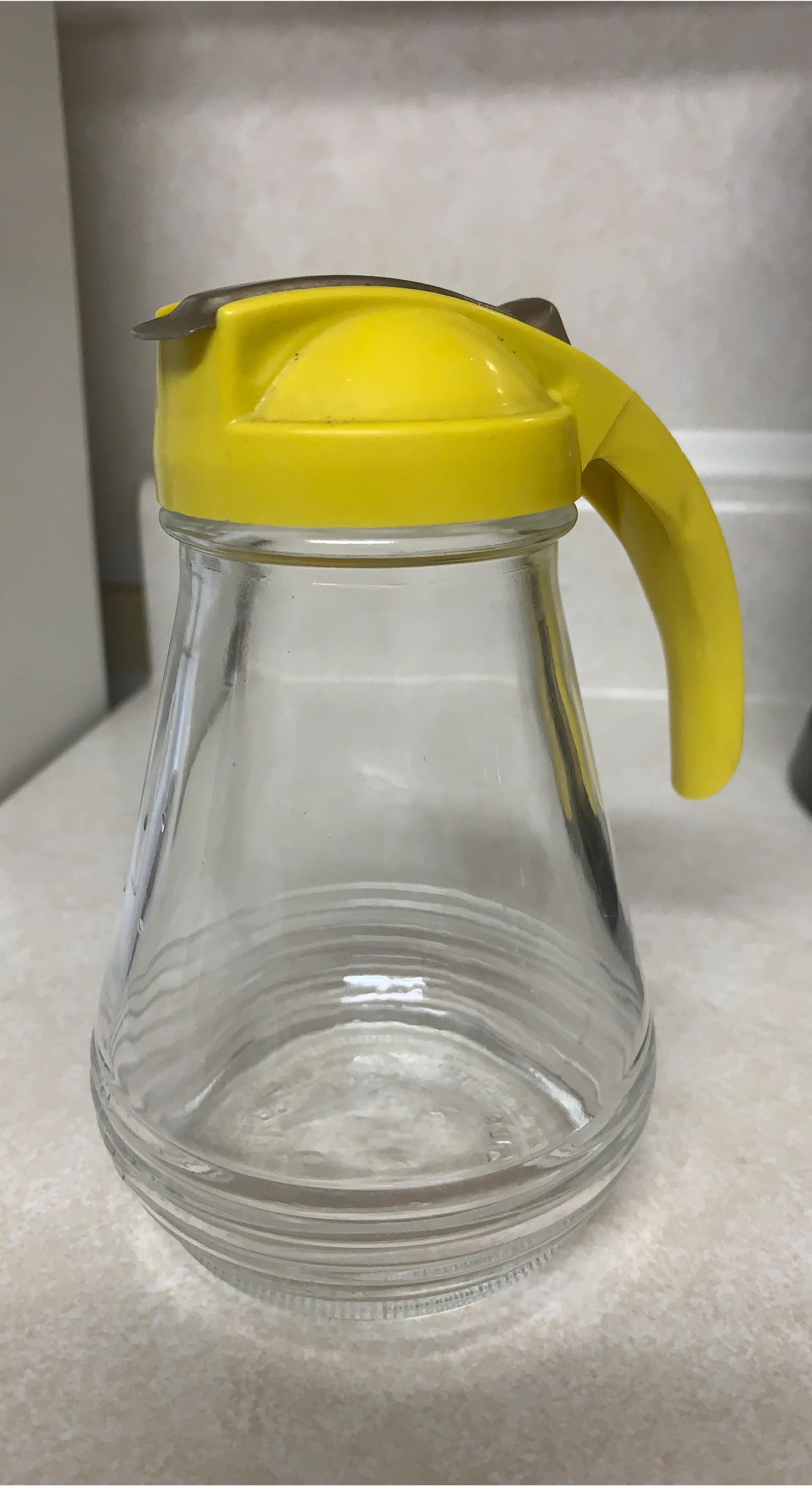 Vintage Yellow Glass Syrup Dispenser